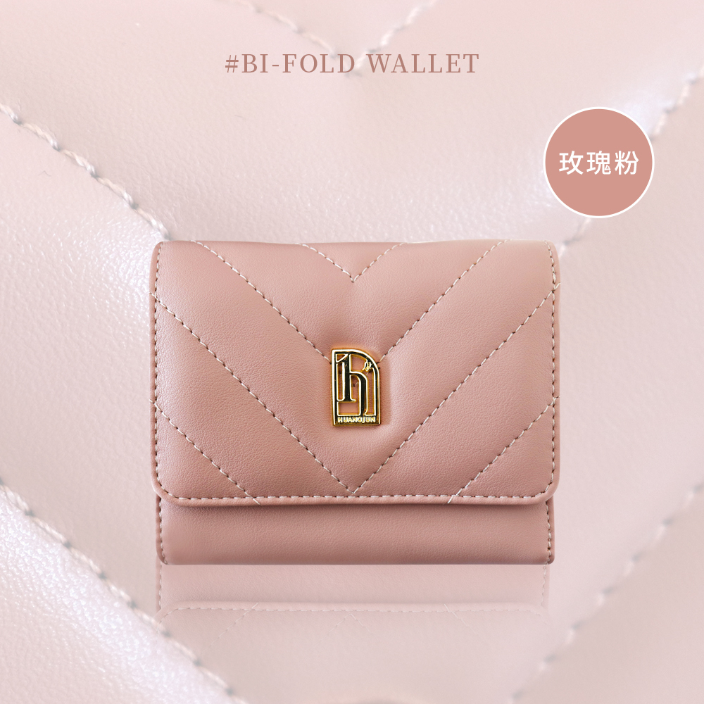 三折V型短夾-玫瑰粉