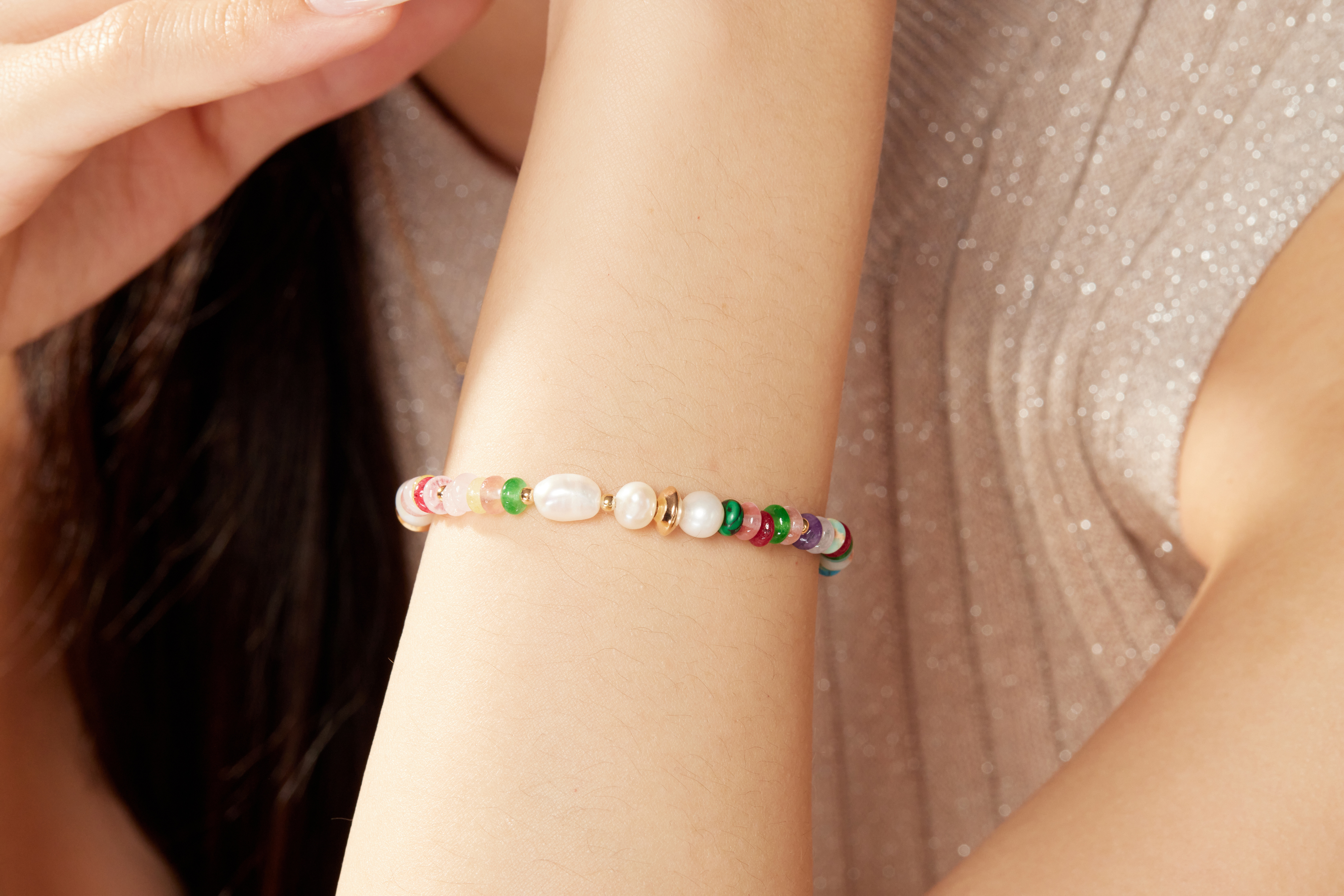 B357  | 純銀串珠珍珠手鍊