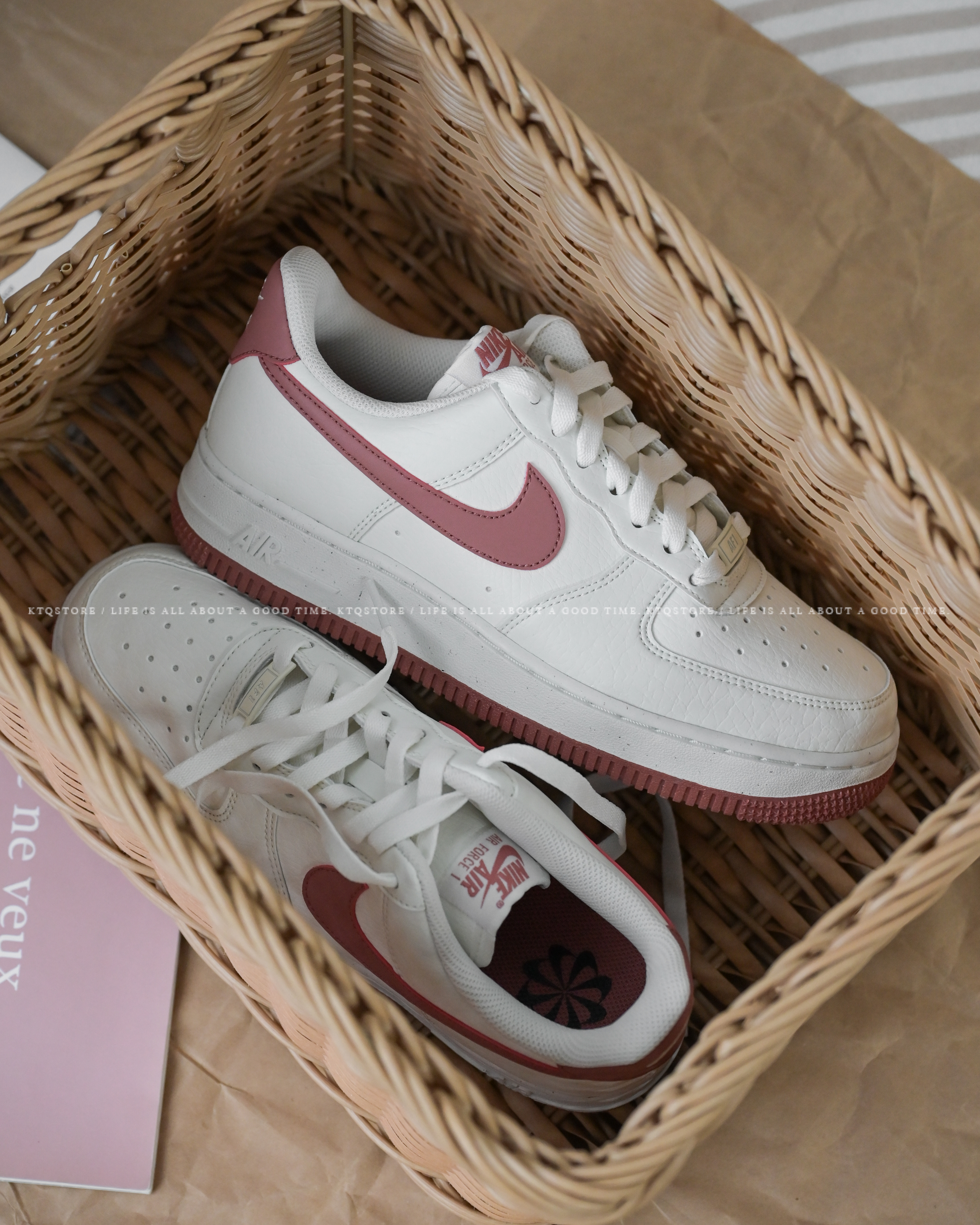 KTQ STORE ‧ NIKE AIR FORCE 1 '07 NEXT NATURE 白粉橘 環保材質 皮革復古 DC9486-105