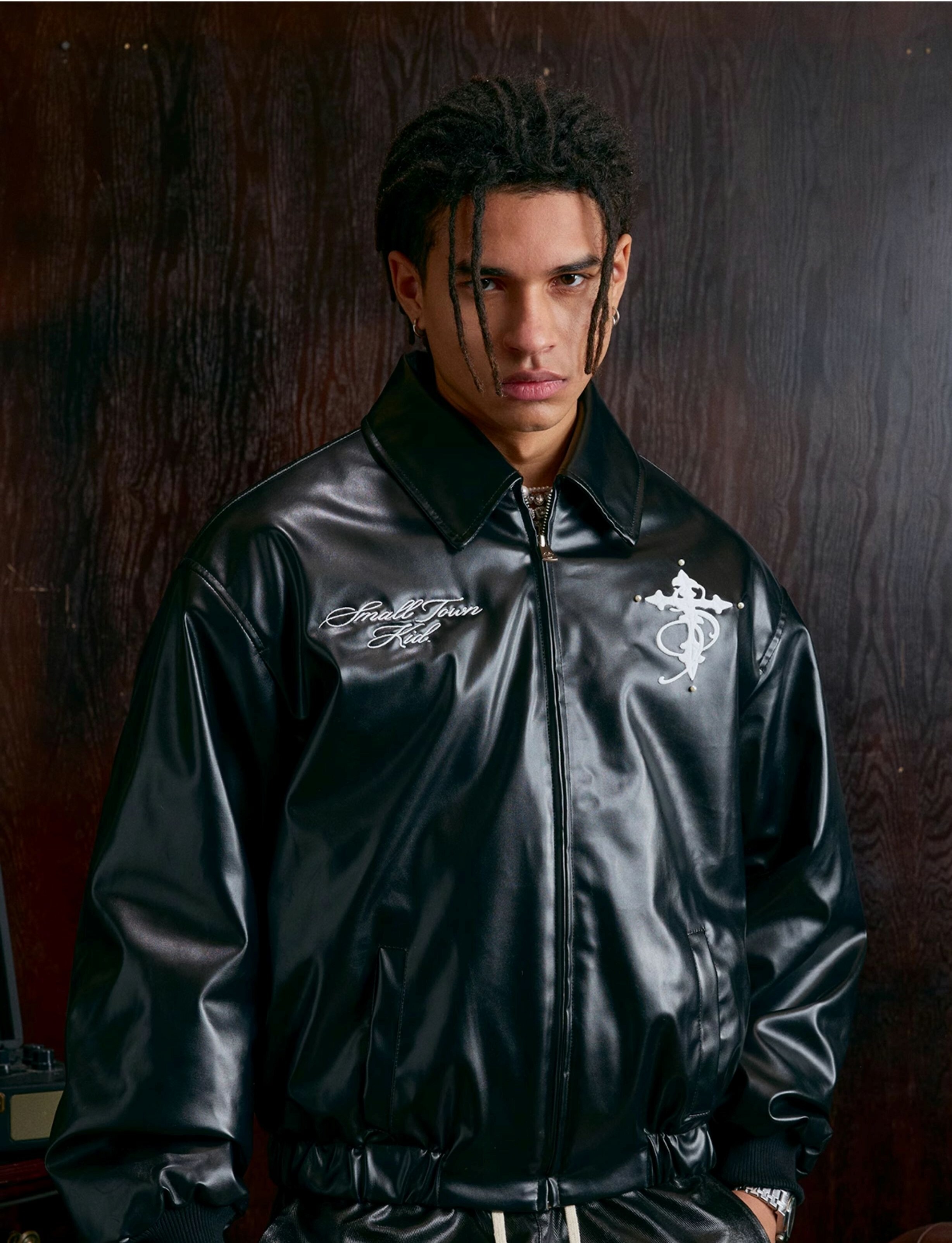 STK SmallTownKid PU仿皮 立領機車外套