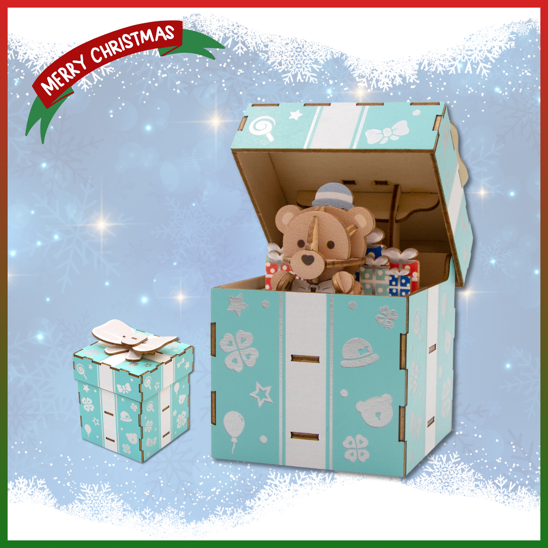 Jigzle 3D Plywood Puzzle - Musical Box: Timeless Teddy