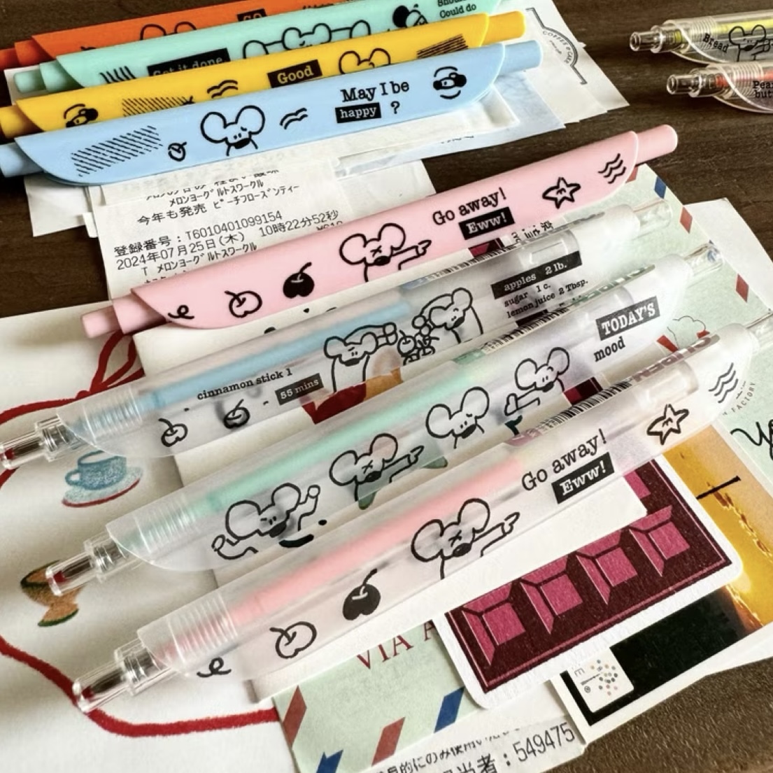 小老鼠中性筆夾 透明筆桿 Clipen 0.7 彩色筆芯｜ 1991w2992