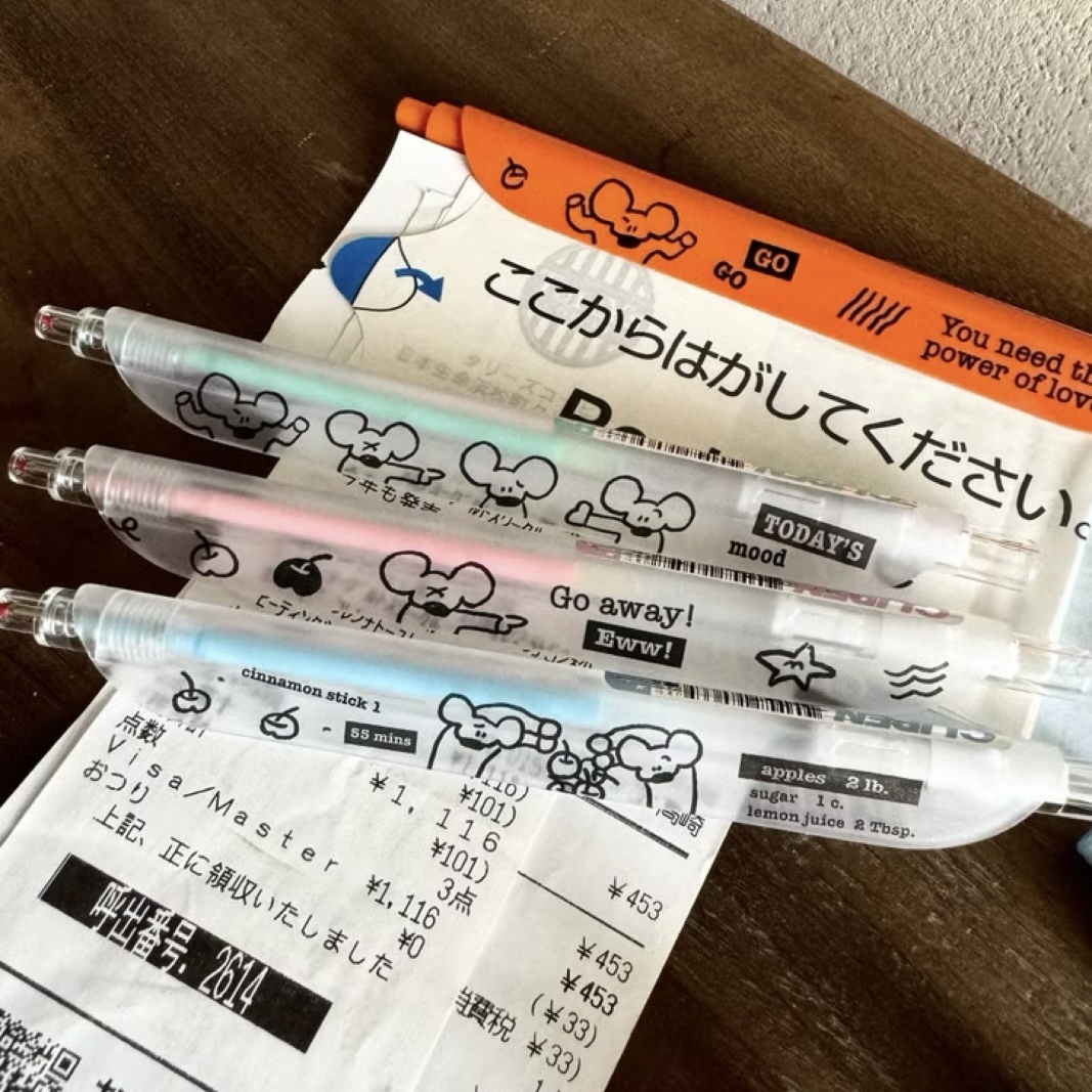 小老鼠中性筆夾 透明筆桿 Clipen 0.7 彩色筆芯｜ 1991w2992