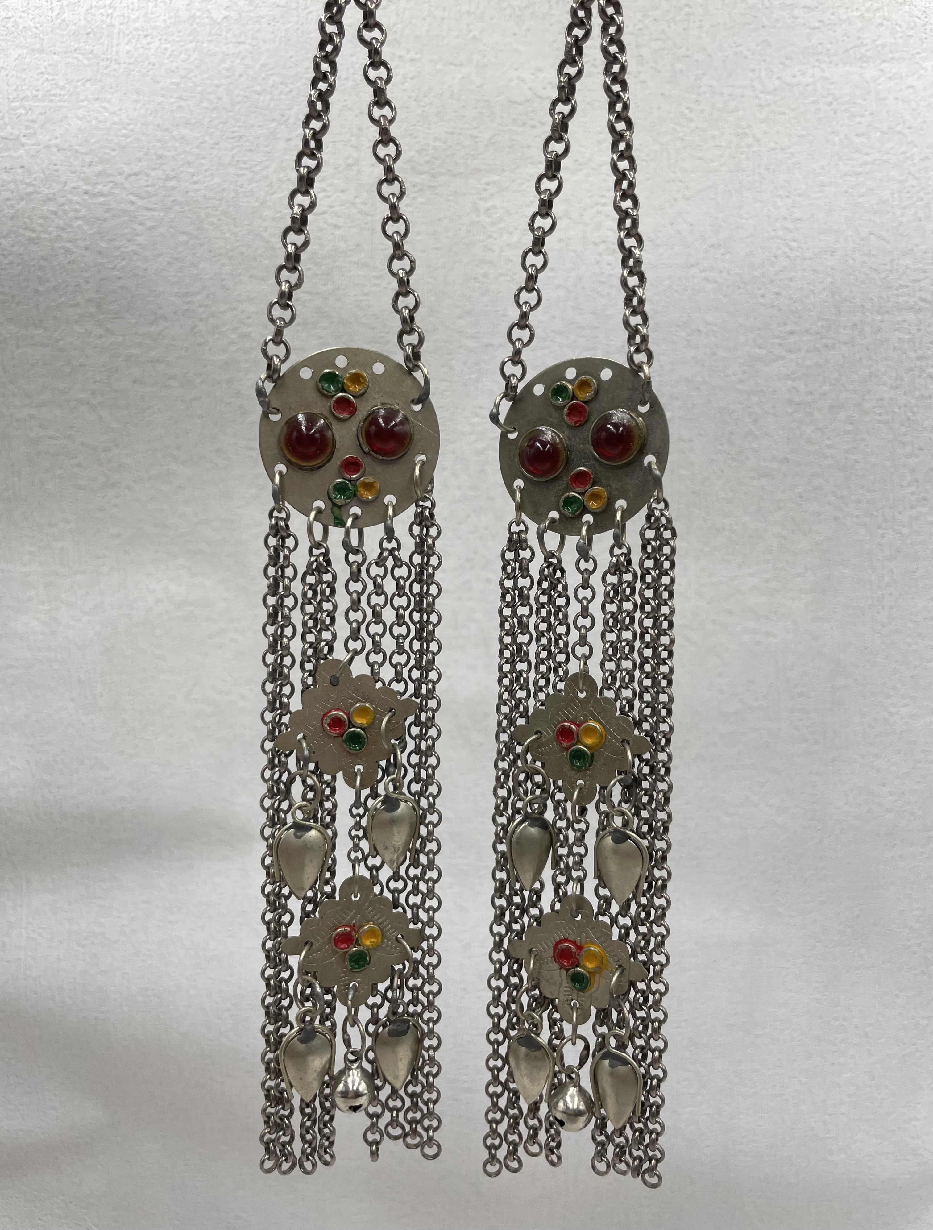 Z1-紅黃綠圓形瑪瑙流蘇墜飾21cm