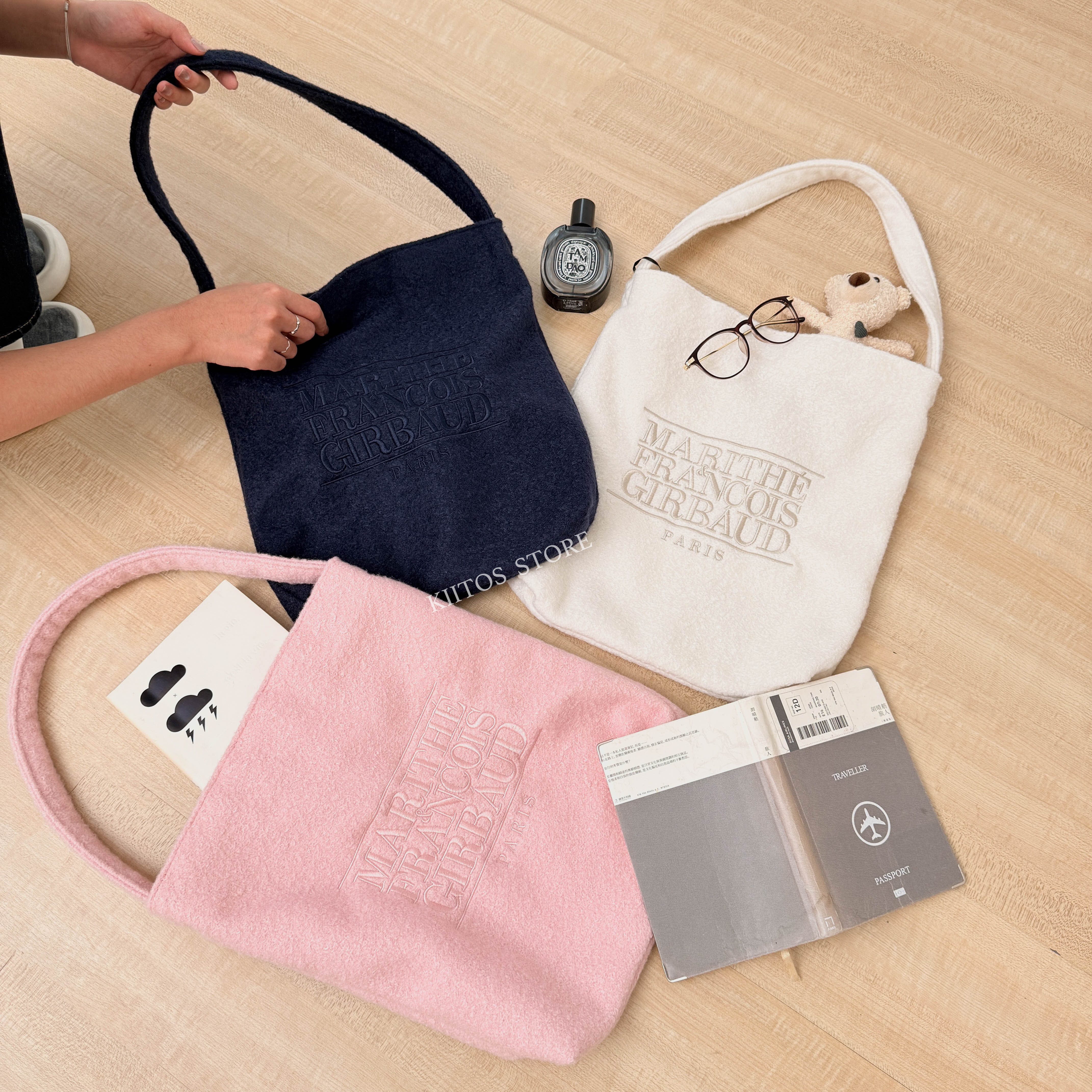 現貨 韓國代購 Marithe Francois Girbaud 2024新款 MFG 刺繡 短絨 毛毛包