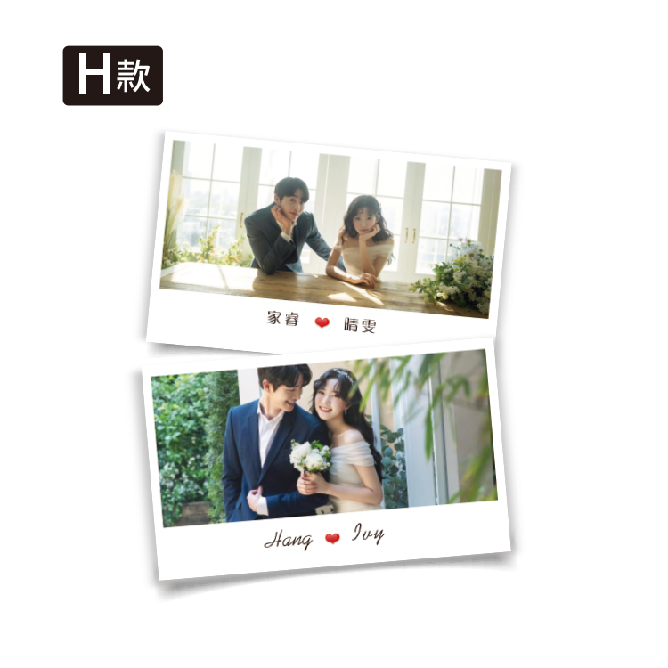單面雙面婚紗照片謝卡,婚紗謝卡,直式橫式婚紗照謝卡,拍立得謝卡