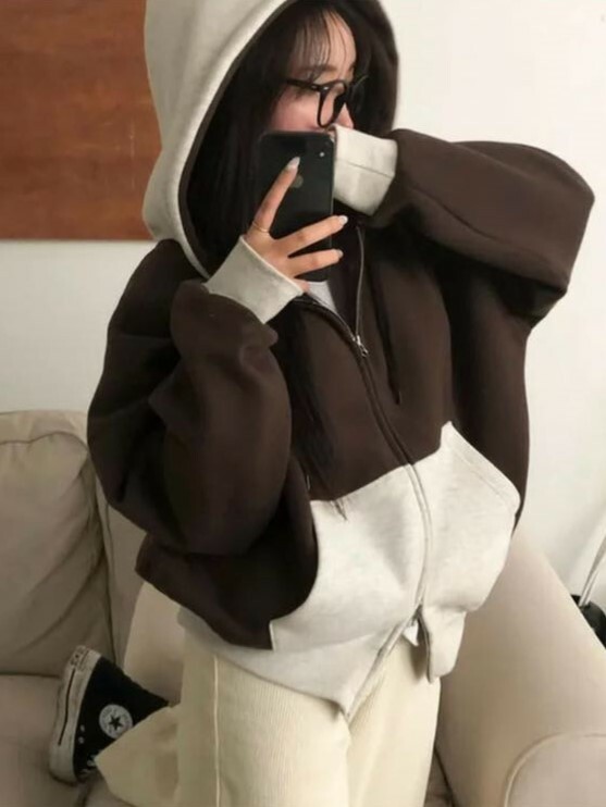 外套丨休閒撞色連帽外套