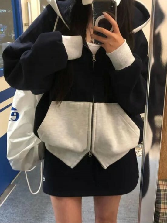 外套丨休閒撞色連帽外套