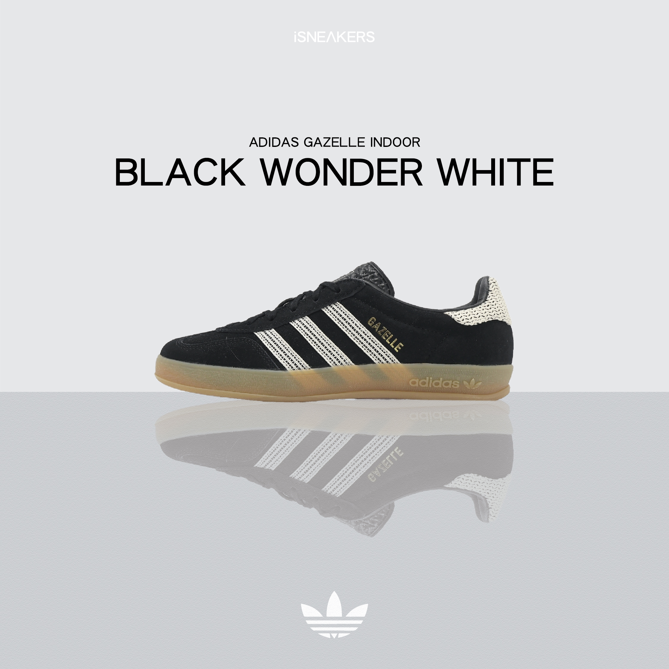 iSNEAKERS｜Adidas Gazelle Indoor "Black Wonder White" 黑白編織 JI2755