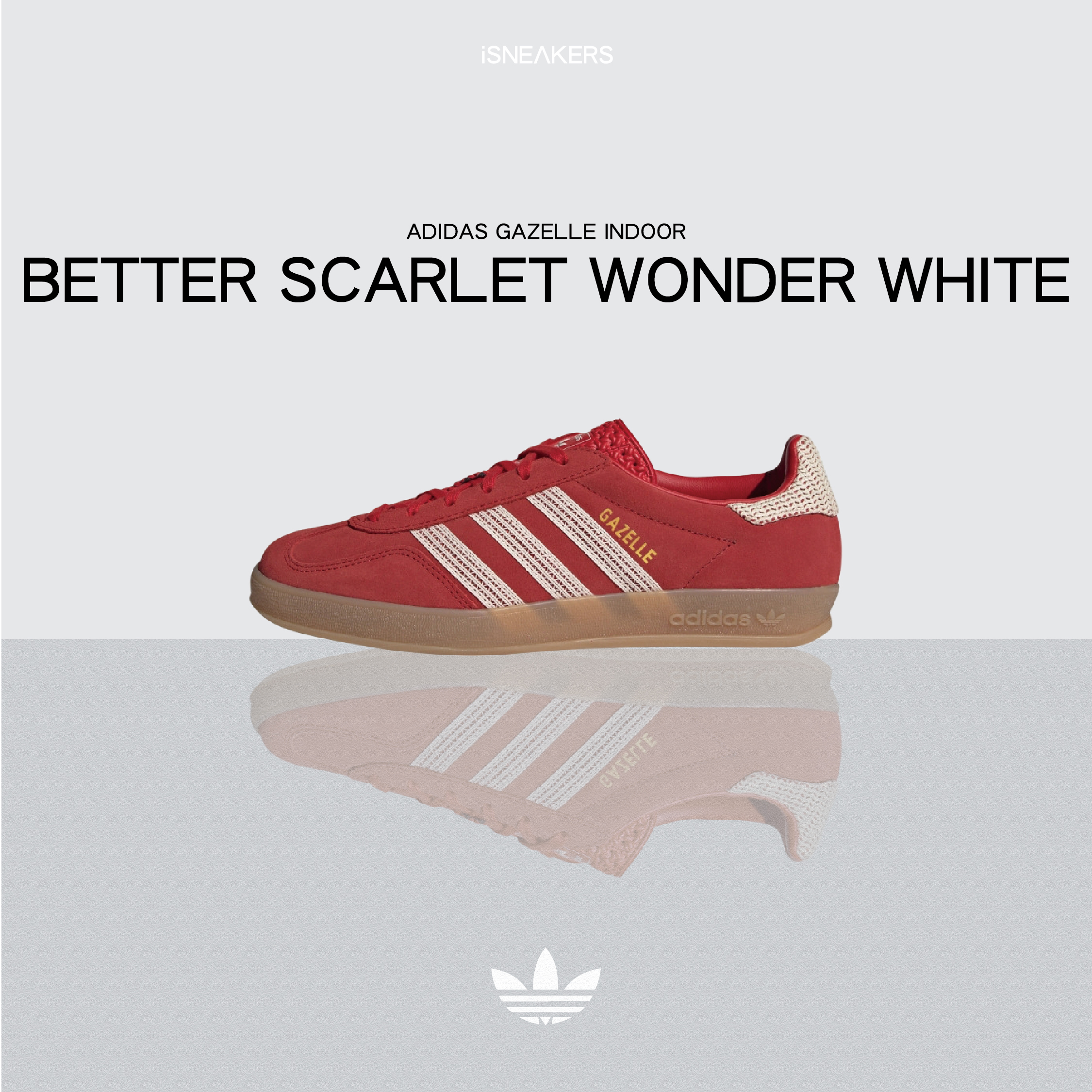 iSNEAKERS｜Adidas Gazelle Indoor "Better Scarlet Wonder White" 紅白編織  JI2756