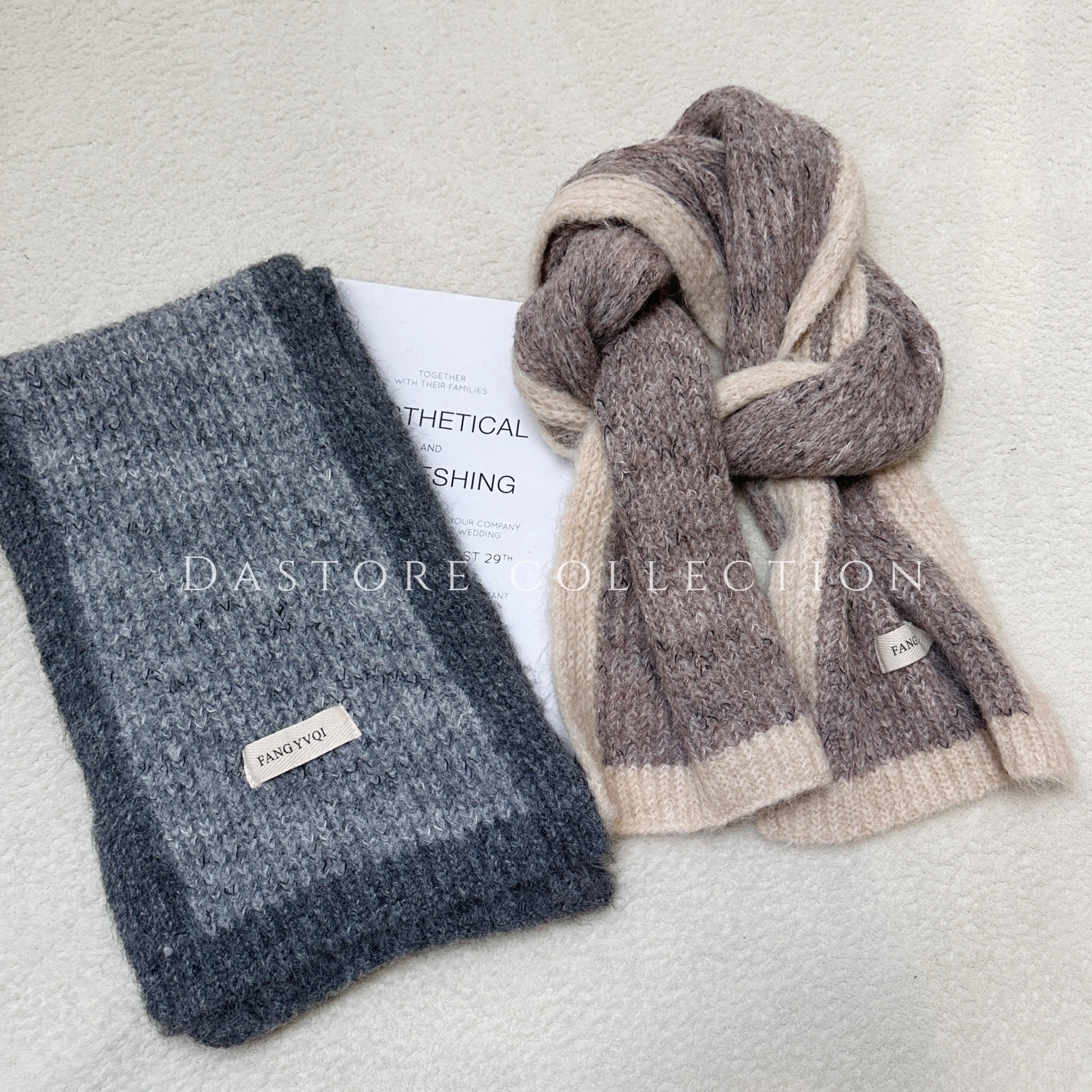 撞色短版針織圍巾/二色