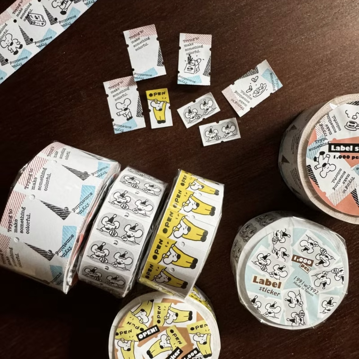 小老鼠 標籤貼紙 3入組｜1991w2992