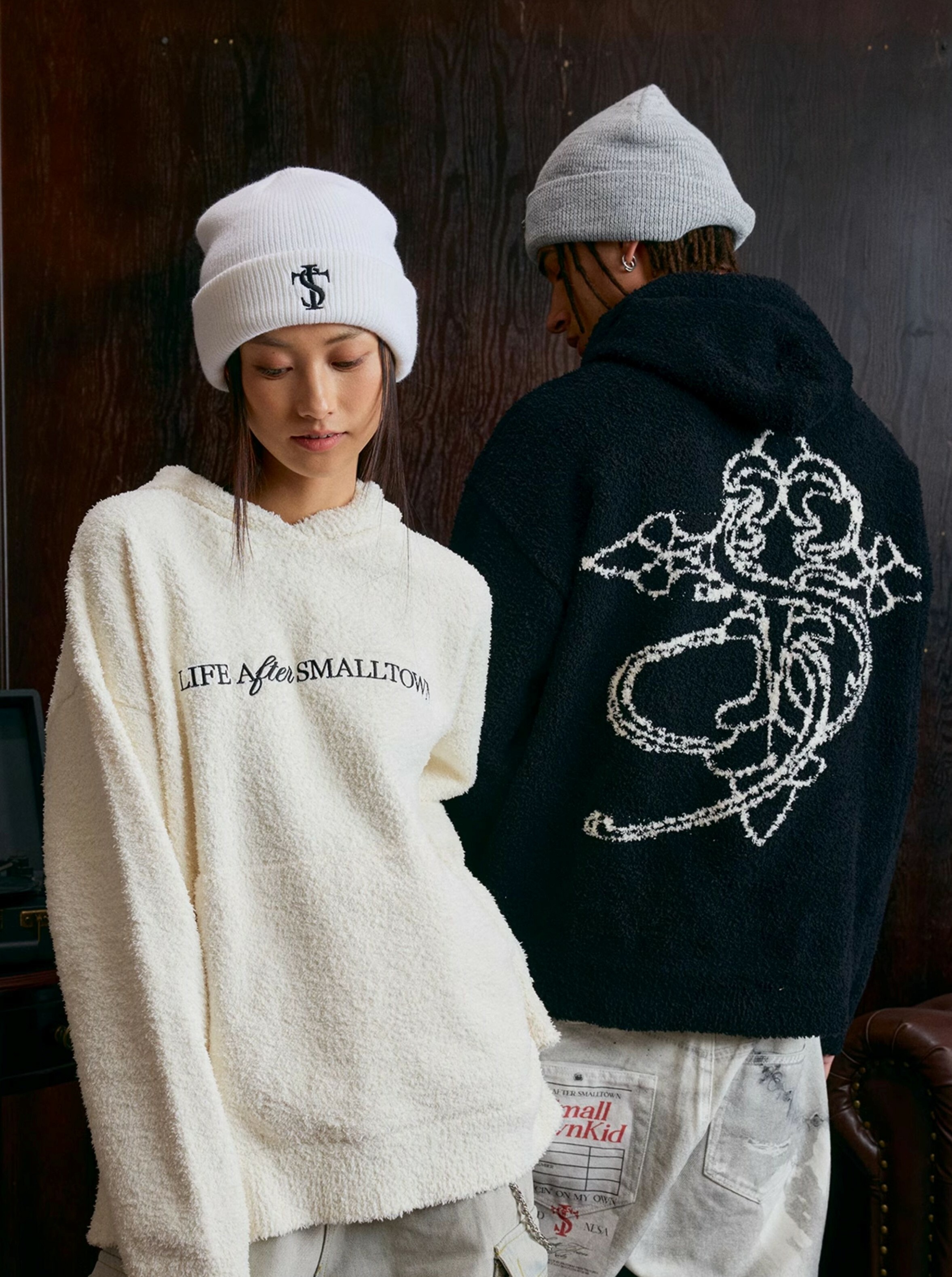 STK SmallTownKid 毛織材質 慵懶風 帽T