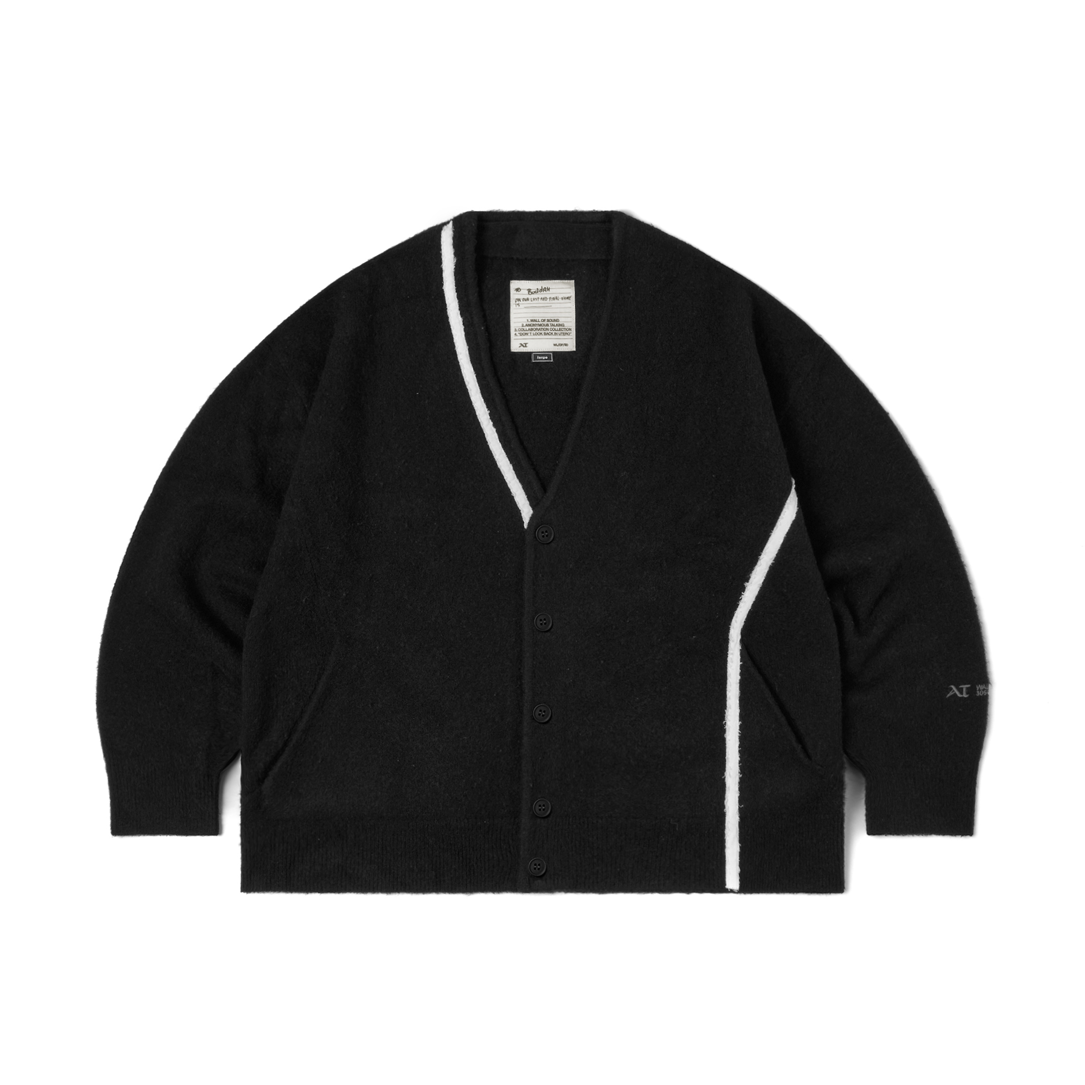 WA05-“UNPLUGGED” EMBROIDERED CARDIGAN (BLACK)
