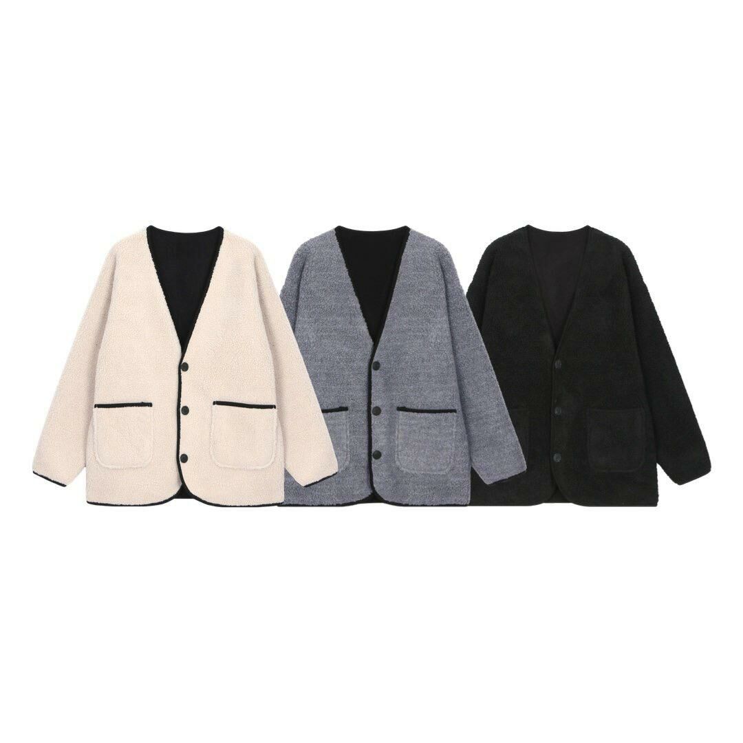 淨色開胸毛毛褸 JK2575