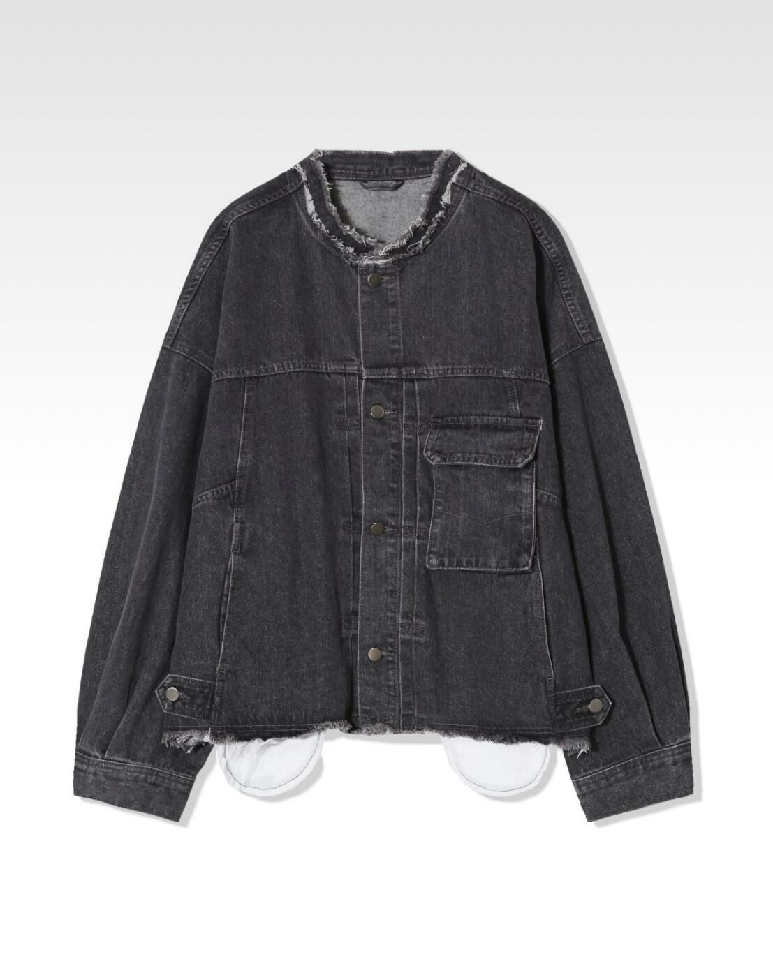 洗水圓領破邊牛仔褸 JK2581