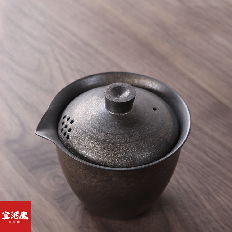 鹿港窯禮品館│鐵鏽釉蓋碗禮盒|時光淬鍊,溫潤如初