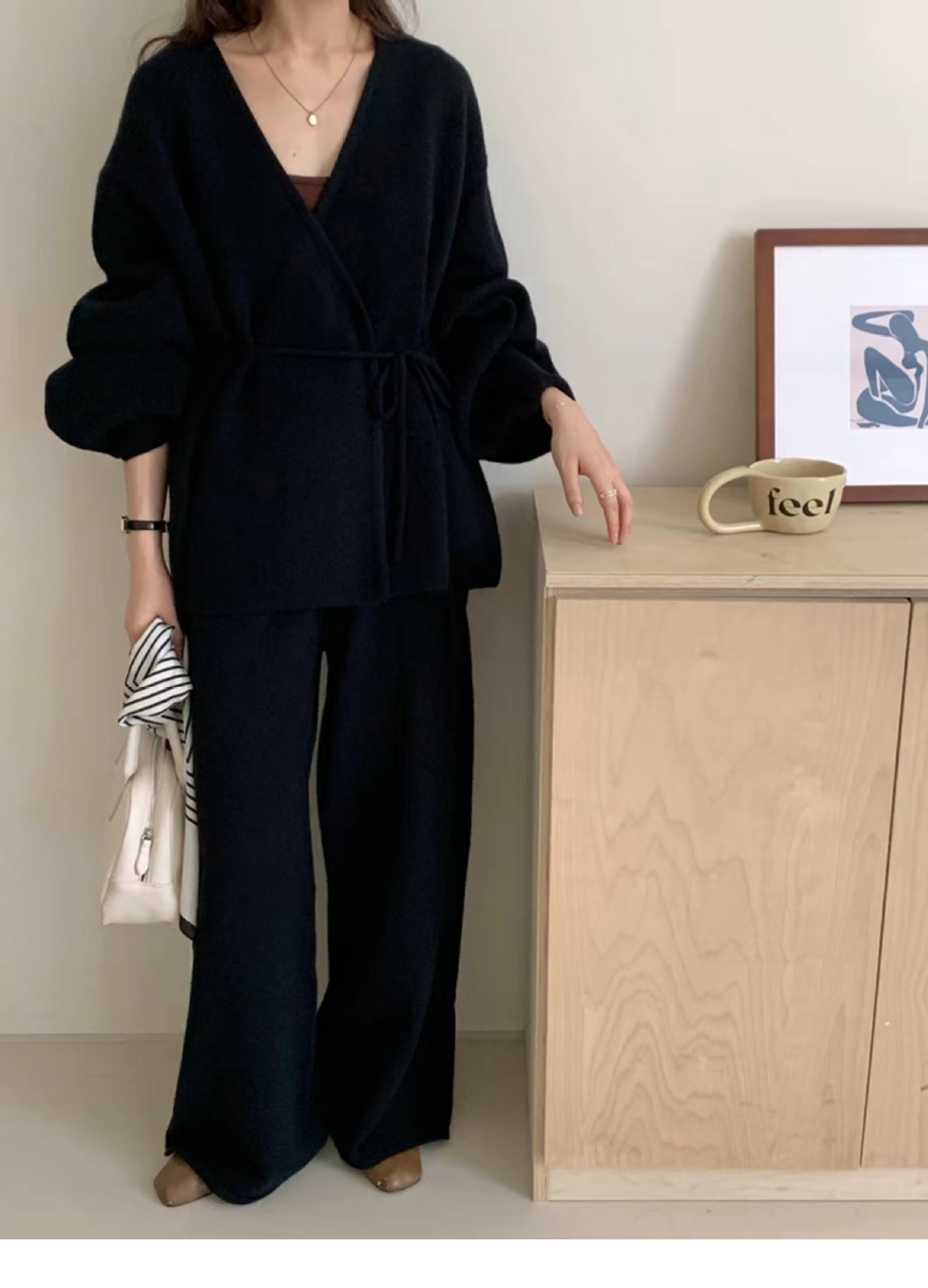 ᴷᴼᴿᴱᴬ 正韓🇰🇷 <現貨> 氣質高雅貴婦綁帶針織套裝（四色）