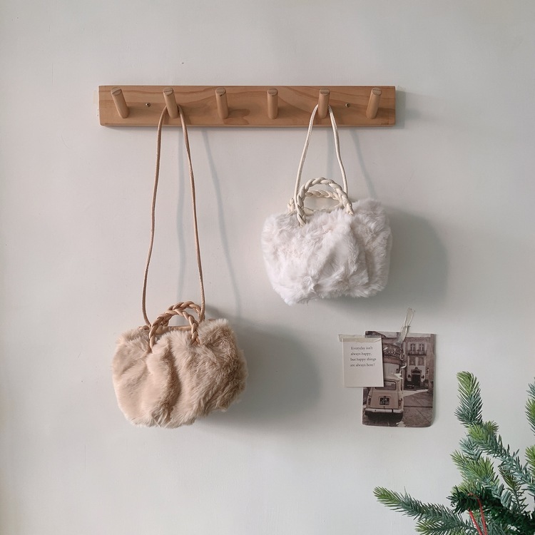 可愛毛絨南瓜編織提把包包