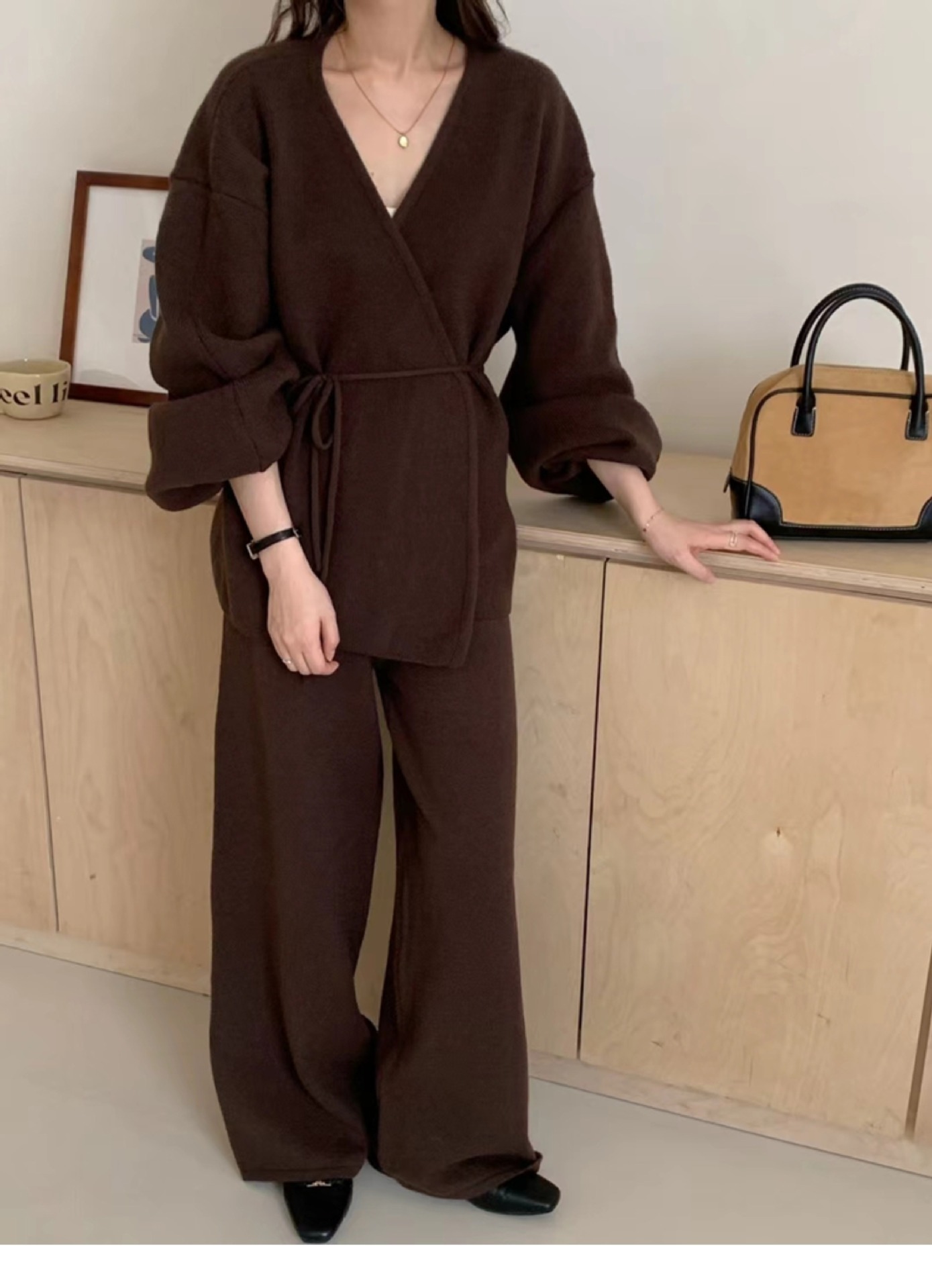 ᴷᴼᴿᴱᴬ 正韓🇰🇷 氣質高雅貴婦綁帶針織套裝（四色）