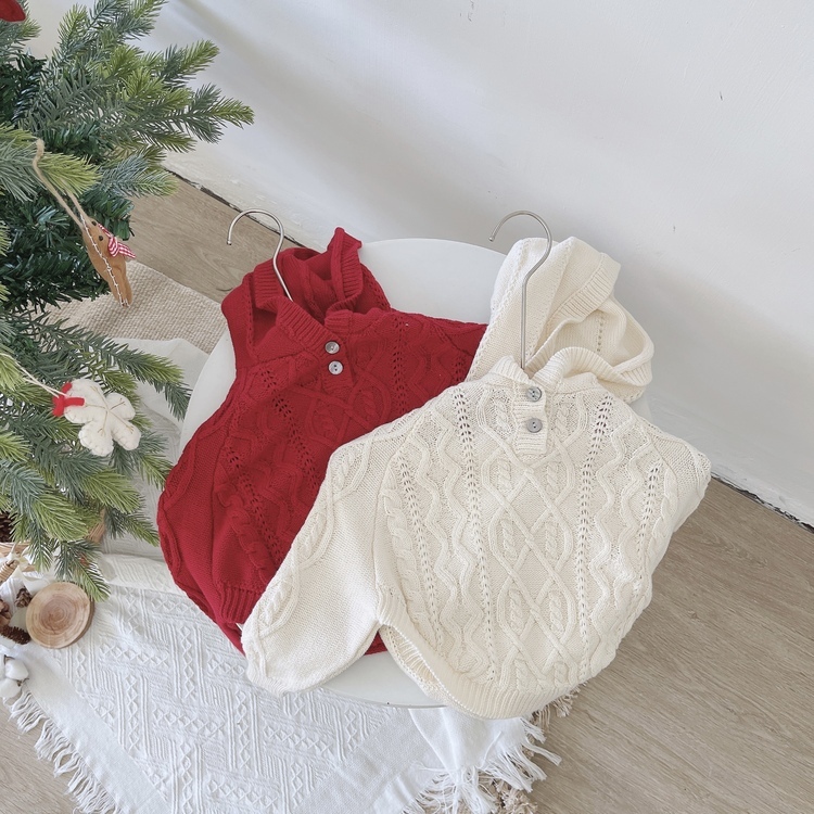 可愛連帽麻花針織斗篷衫