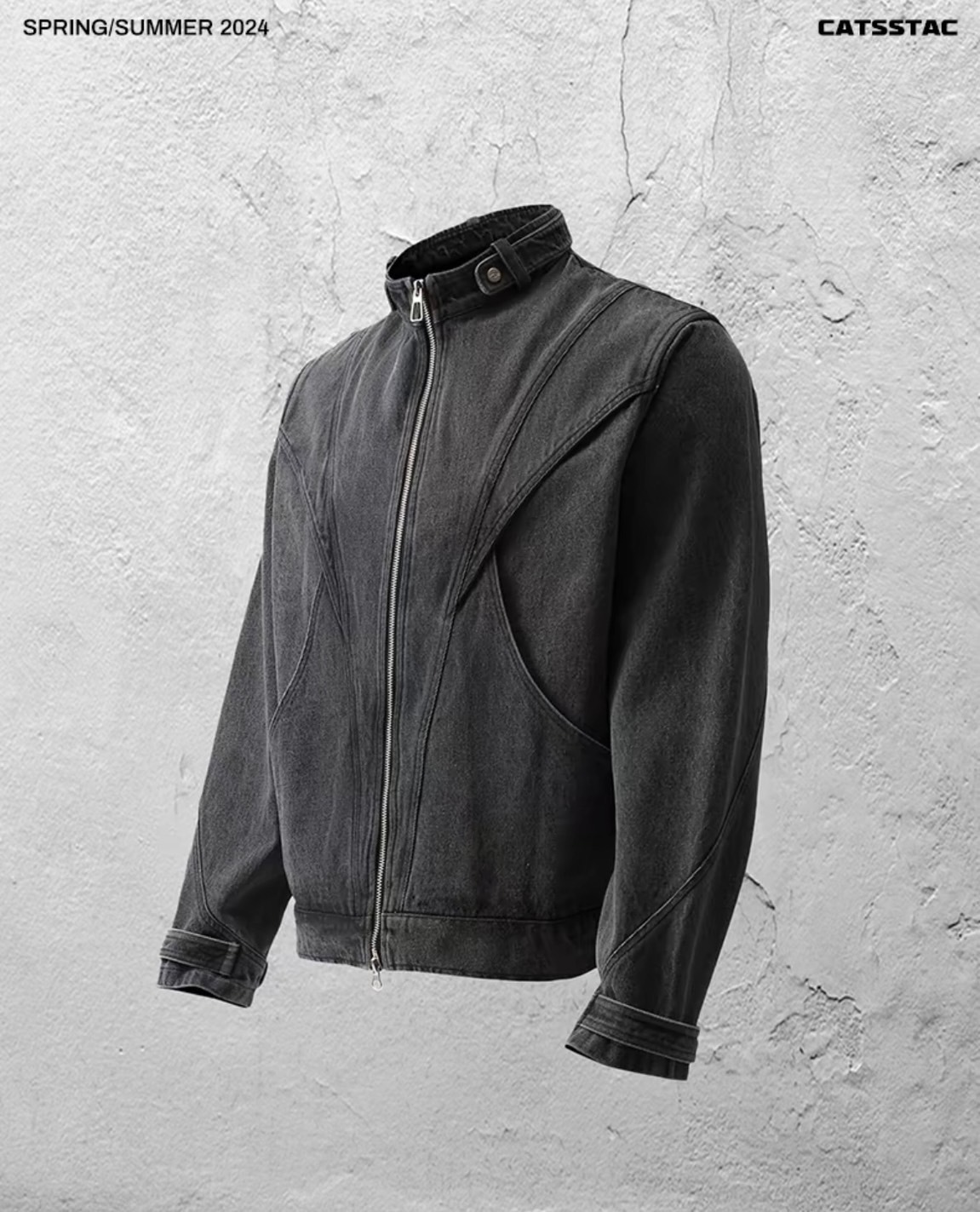 CATSSTAC 【龍年限定】龍骨做舊水洗皮衣夾克男cleanfit PU皮外套
