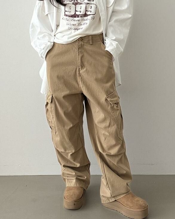 淨色工裝鬆身褲 GVR-047P