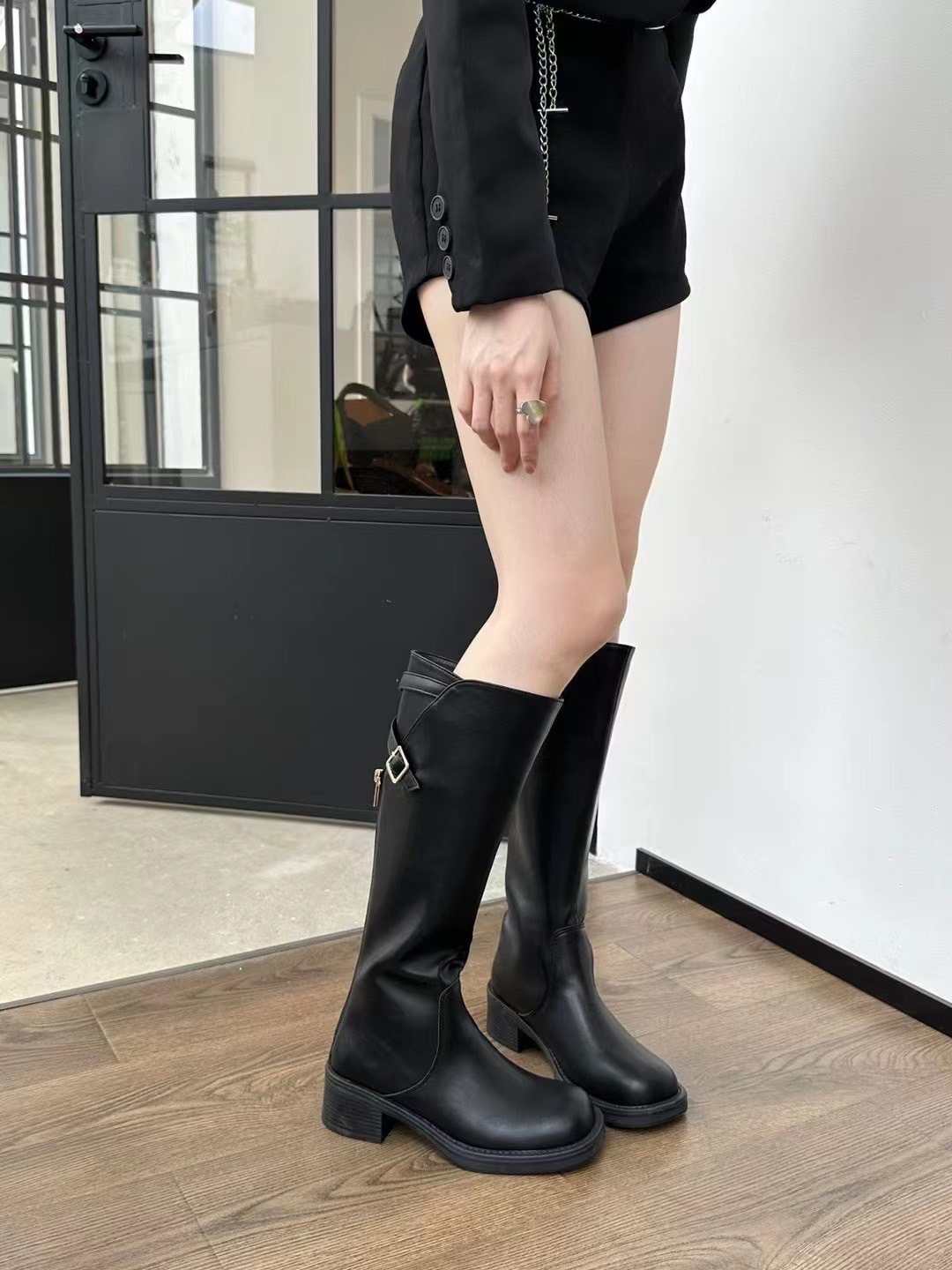 造型後拉鍊長靴