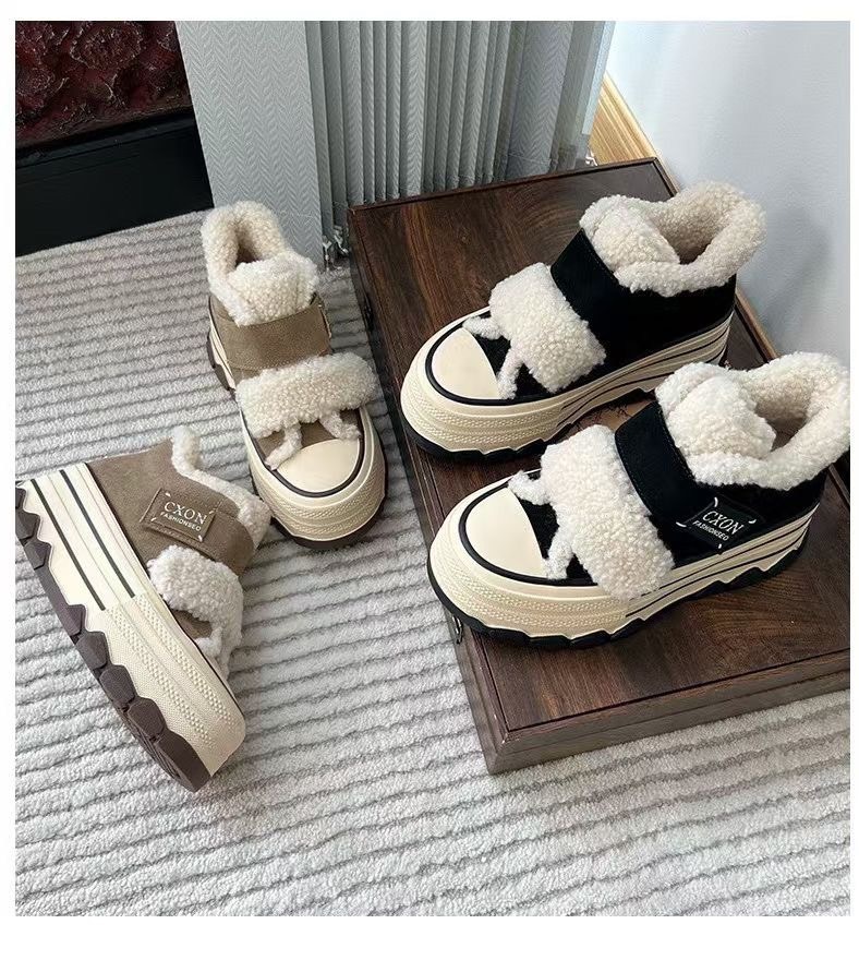 羊羔毛魔鬼氈高筒休閒鞋