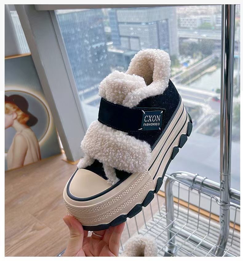 羊羔毛魔鬼氈高筒休閒鞋