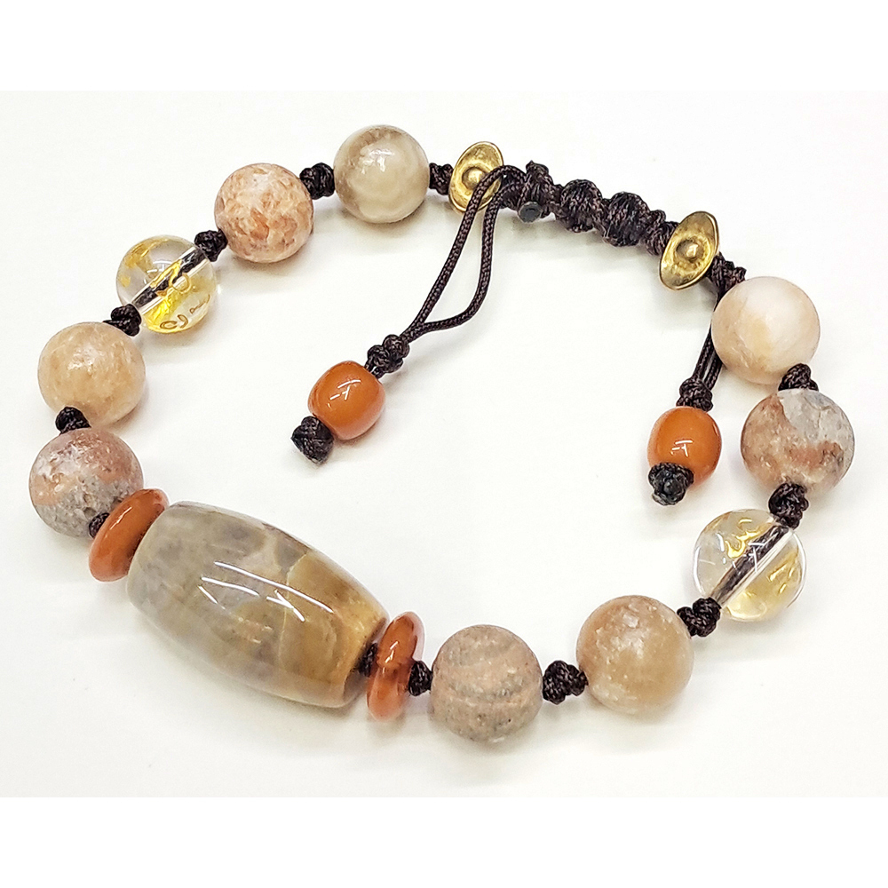 珊瑚玉&六字真言{水晶}&元寶&龍宮舍利手珠10mm中國結手鍊【十方】153860