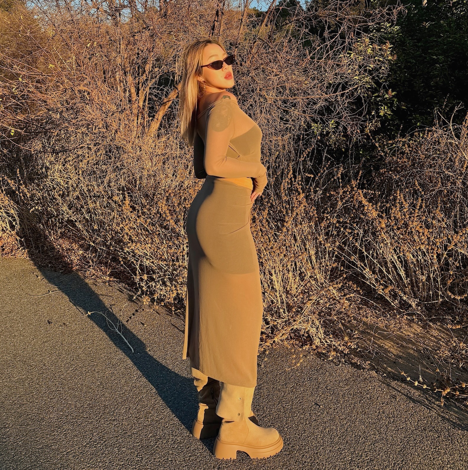 沙丘感🐫網紗不規則長版洋裝