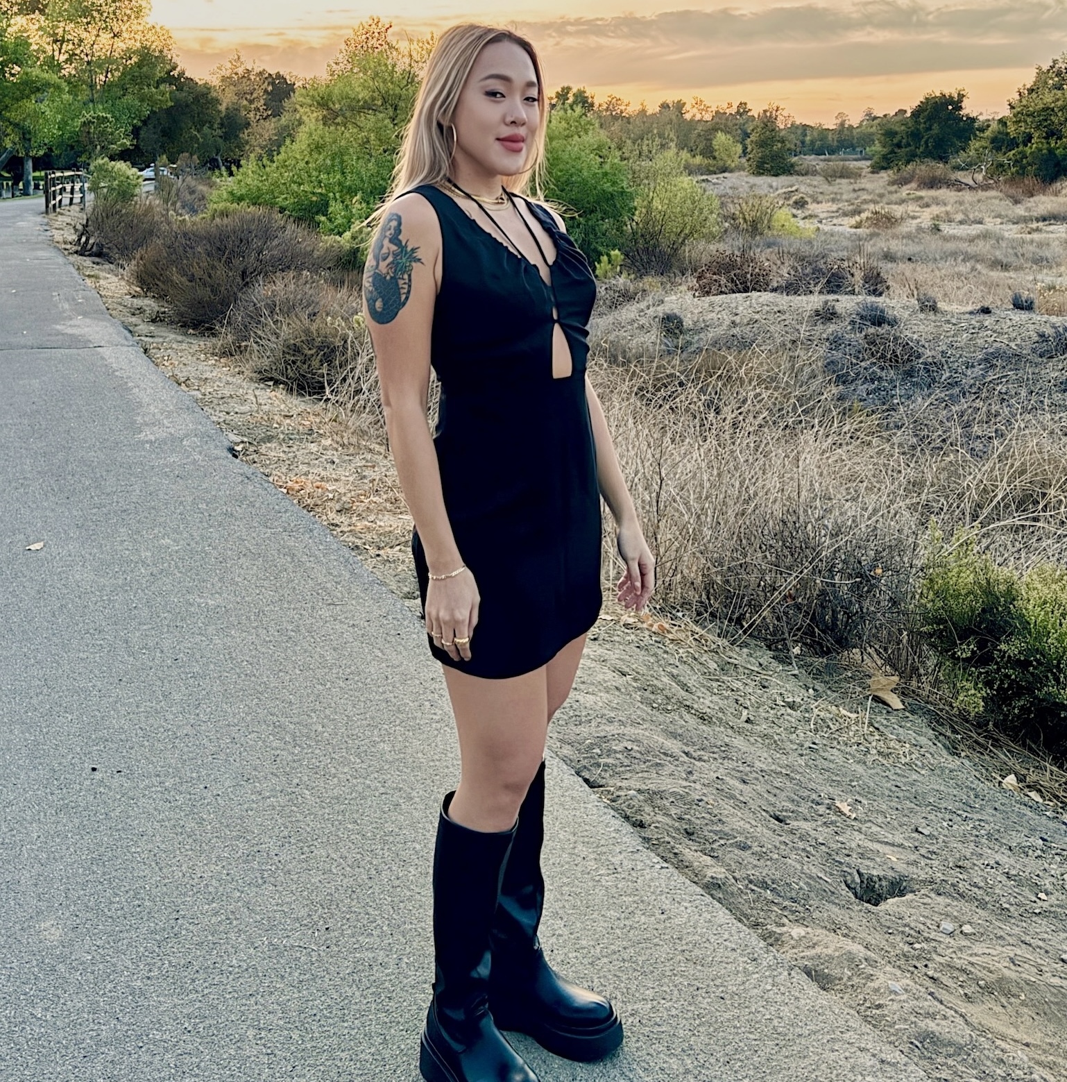 法式小辣簍空視洋裝