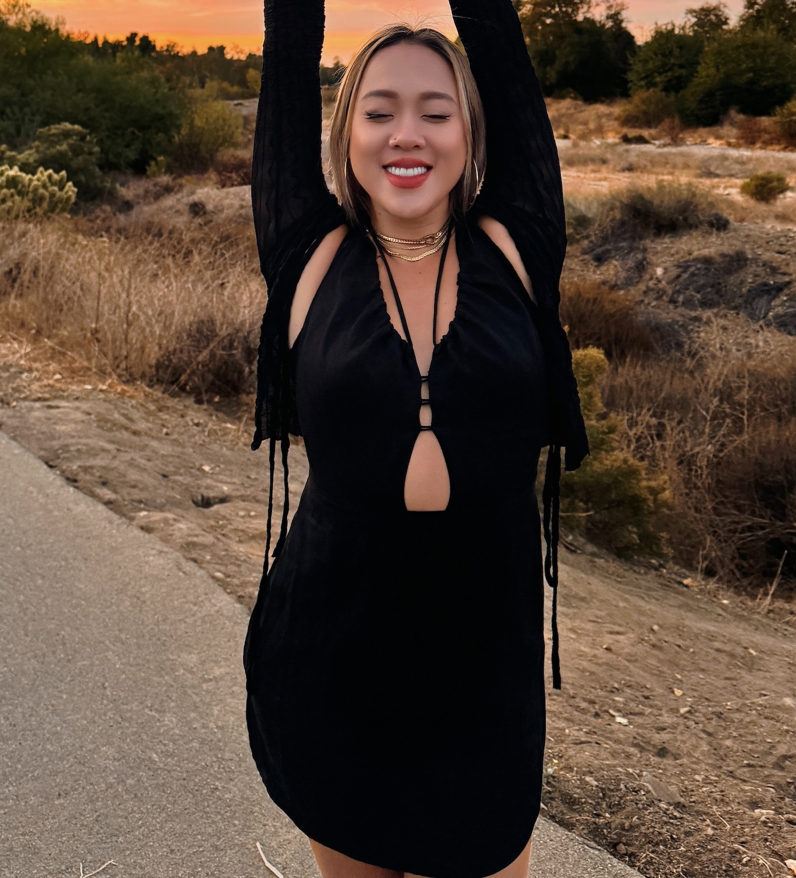 法式小辣簍空視洋裝