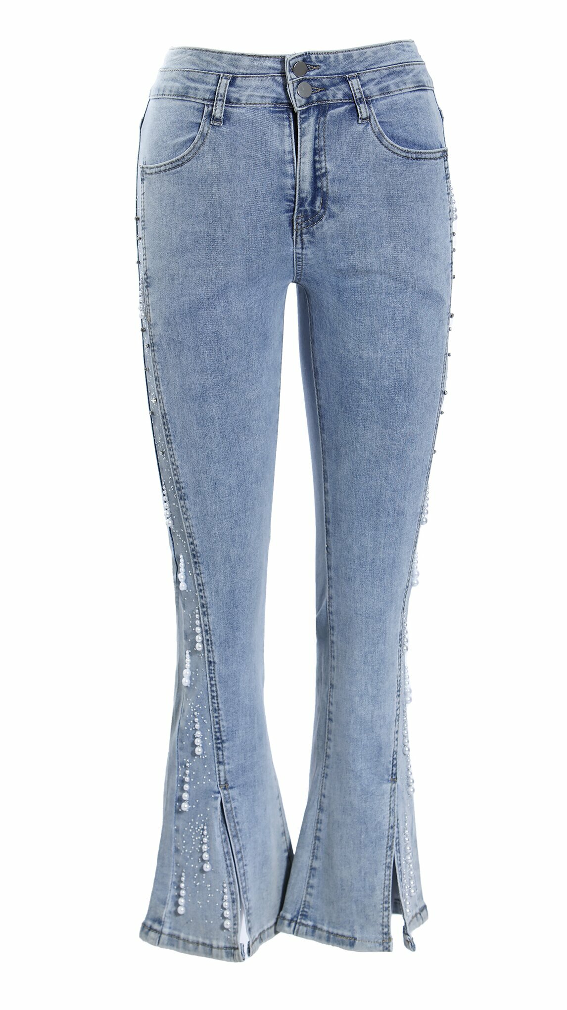 BD15327B1骨瓷藍系列微喇叭開岔褲