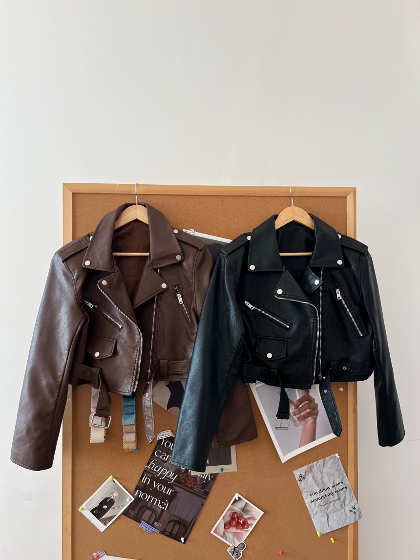 短版騎士皮革外套*2色