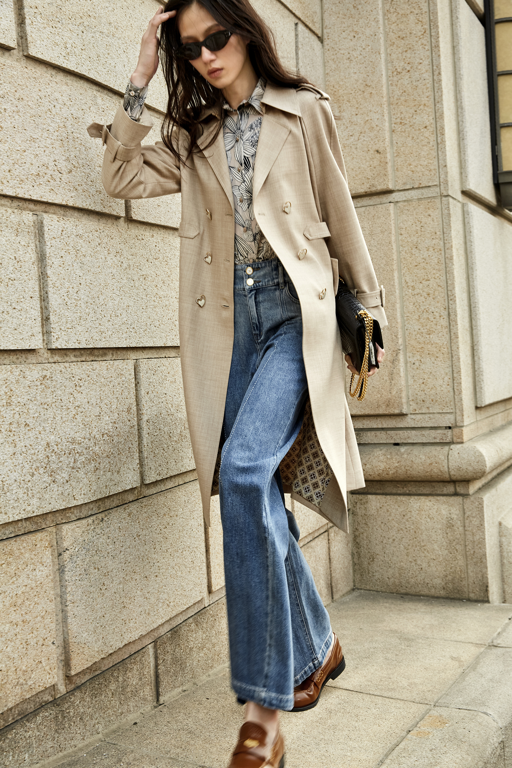 BD15762B1 丹寧光束線感流域直筒寬版褲