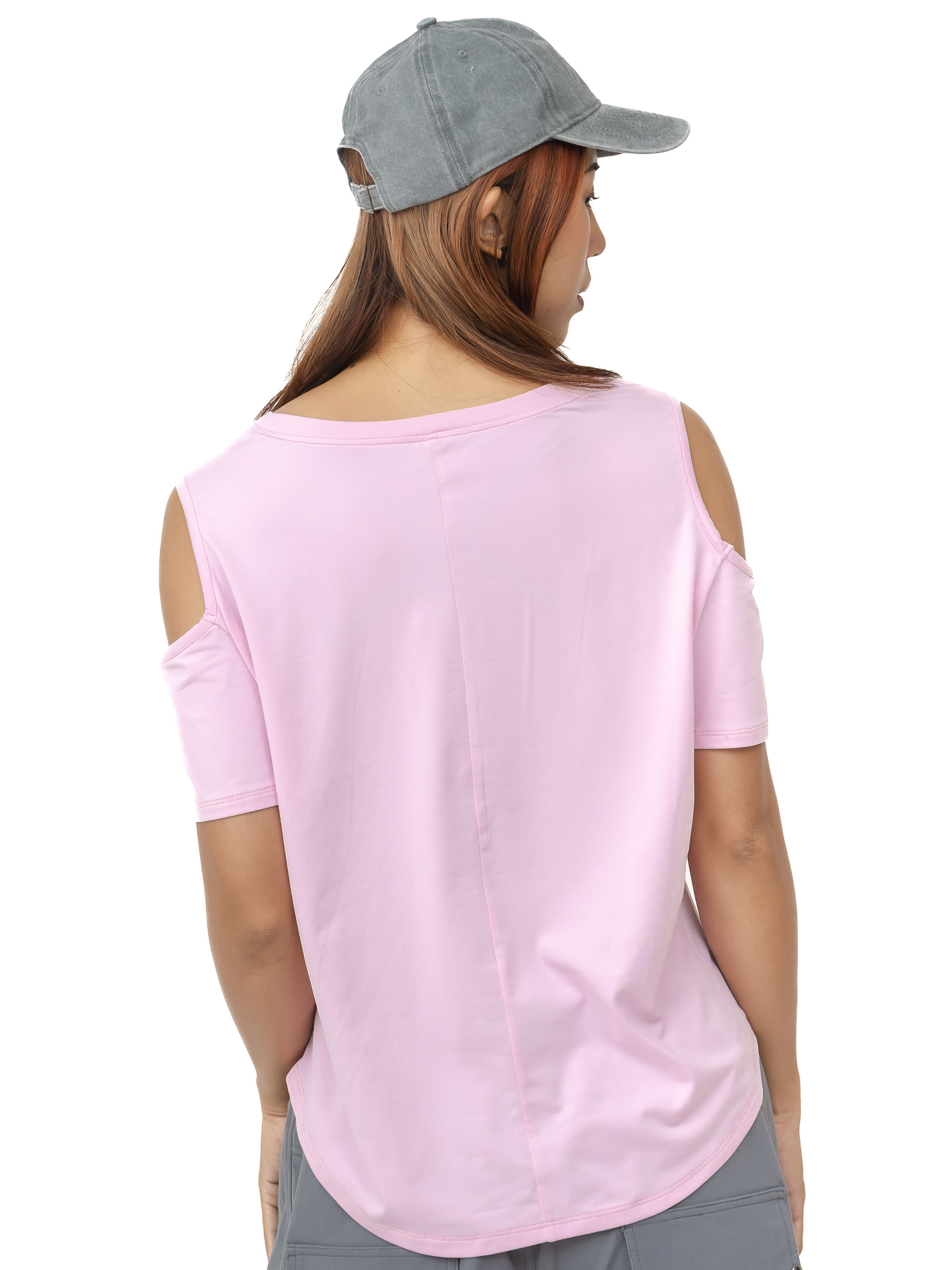 露肩寬鬆運動上衣 櫻花粉