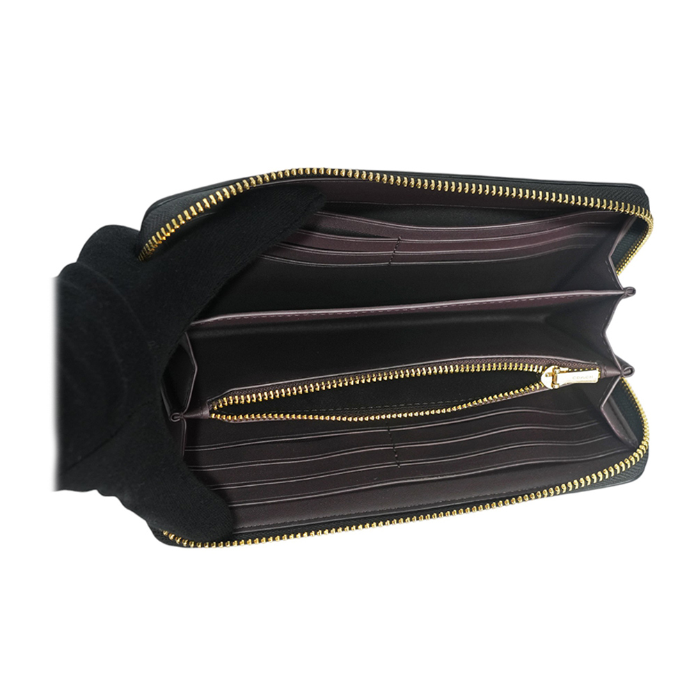 【COACH】金字馬車Logo 鱷魚紋皮革附可拆提把長夾(黑色) CT083 IMBLK