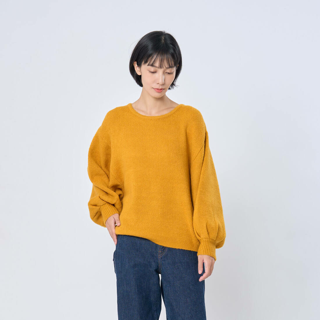 Ivy大寬袖短版針織衫毛衣/ 向日葵黃