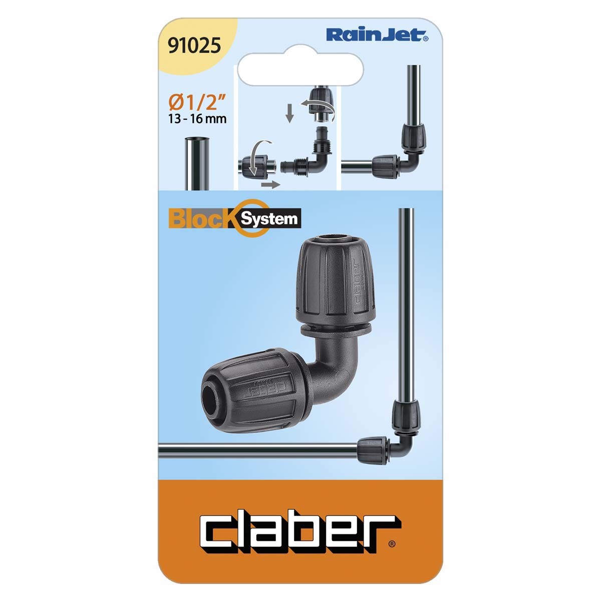 意大利"CLABER" 1/2"雙頭L接頭-[91025]