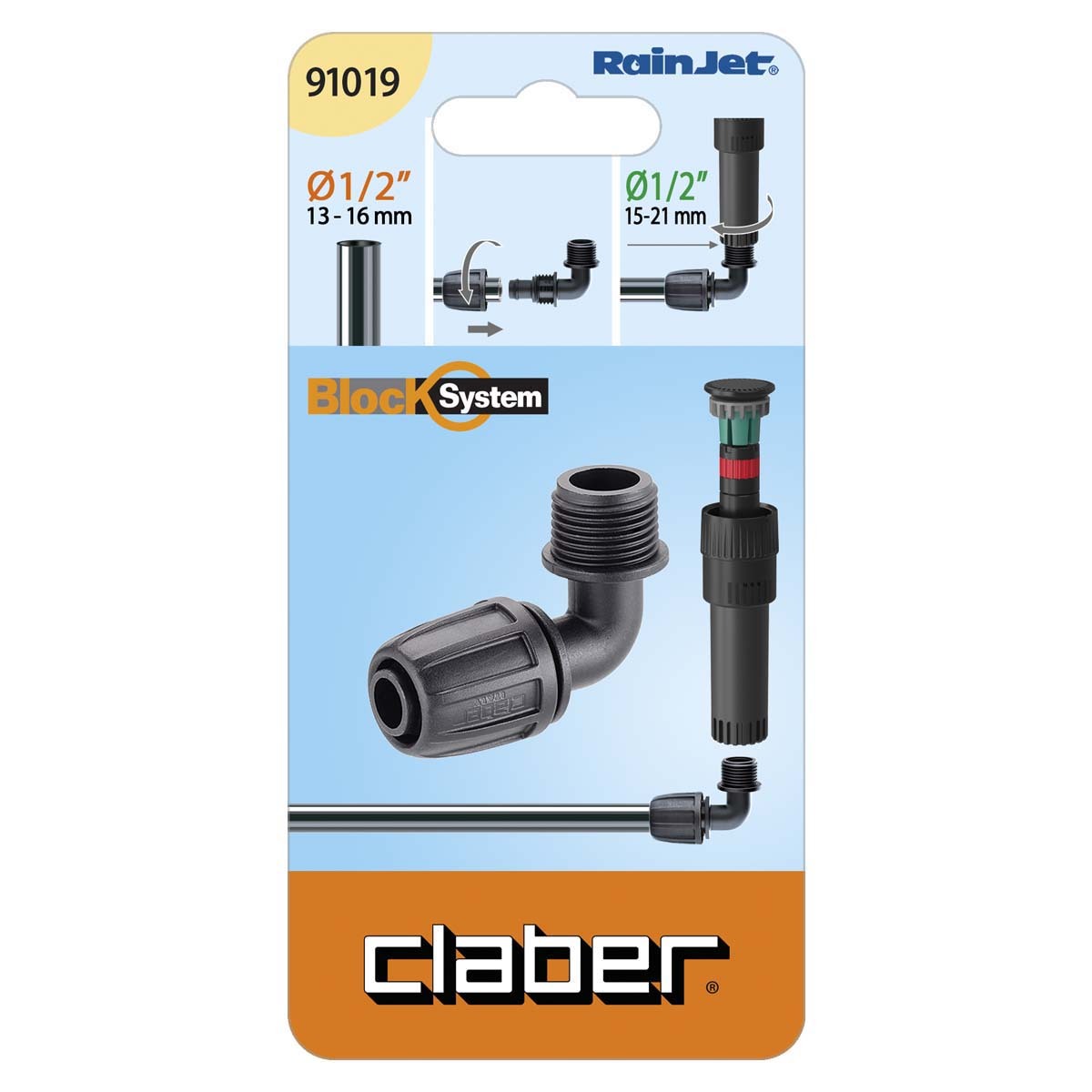 意大利"CLABER" 1/2" 外牙L接頭-[91019]