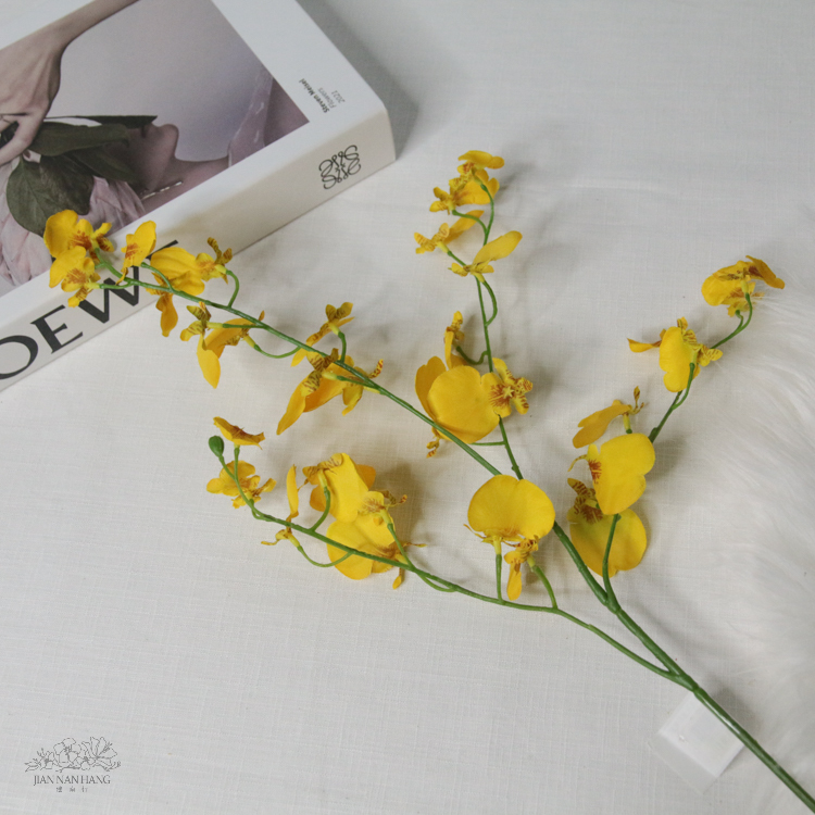 人造花 單支孔雀跳舞蘭 黃