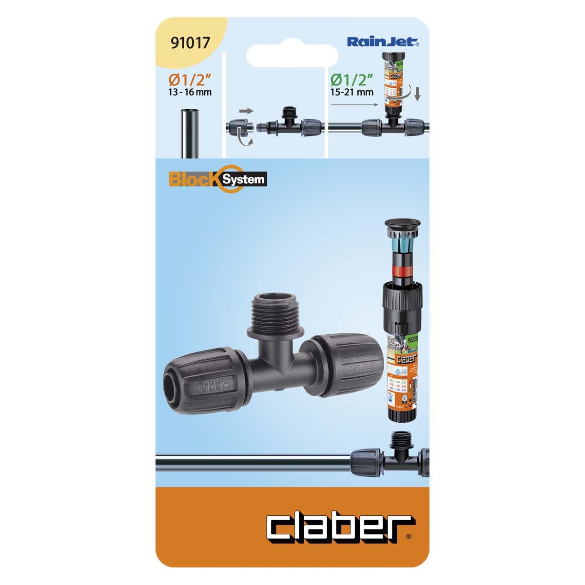 意大利"CLABER" 1/2" 外牙T接頭-[91017]