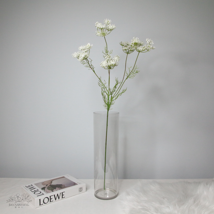 人造花 5頭蕾絲花 白