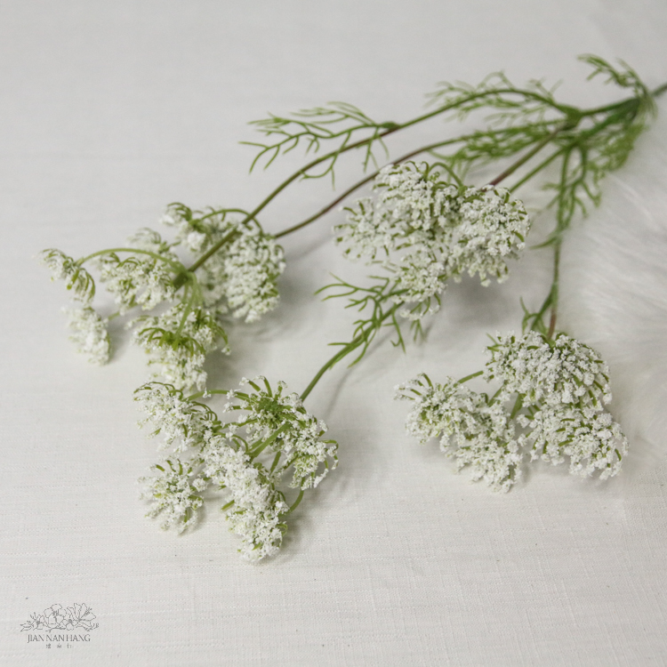 人造花 5頭蕾絲花 白