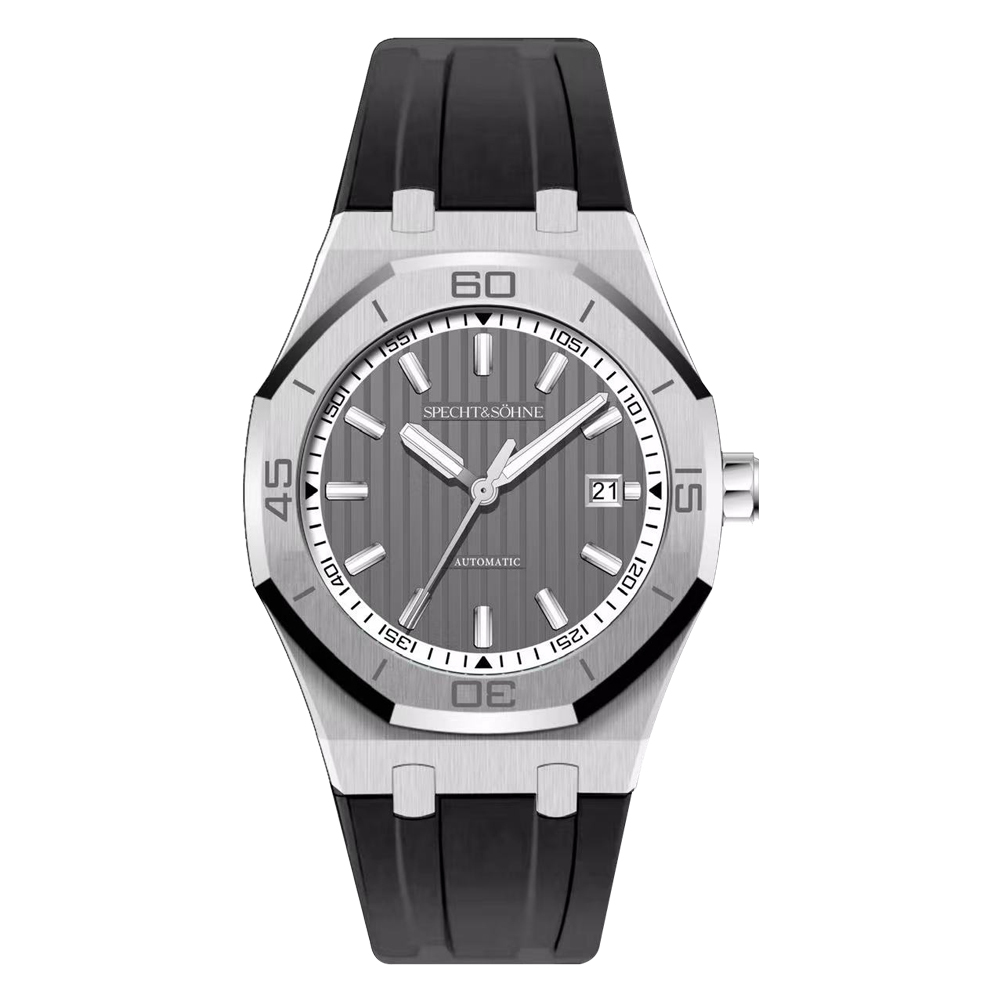 【SPECHT&SOHNE 施沛索恩】SP0018 日本星辰8215機芯 寶石軸承 矽膠錶帶 機械錶 手錶 316L不鏽鋼錶殼-.