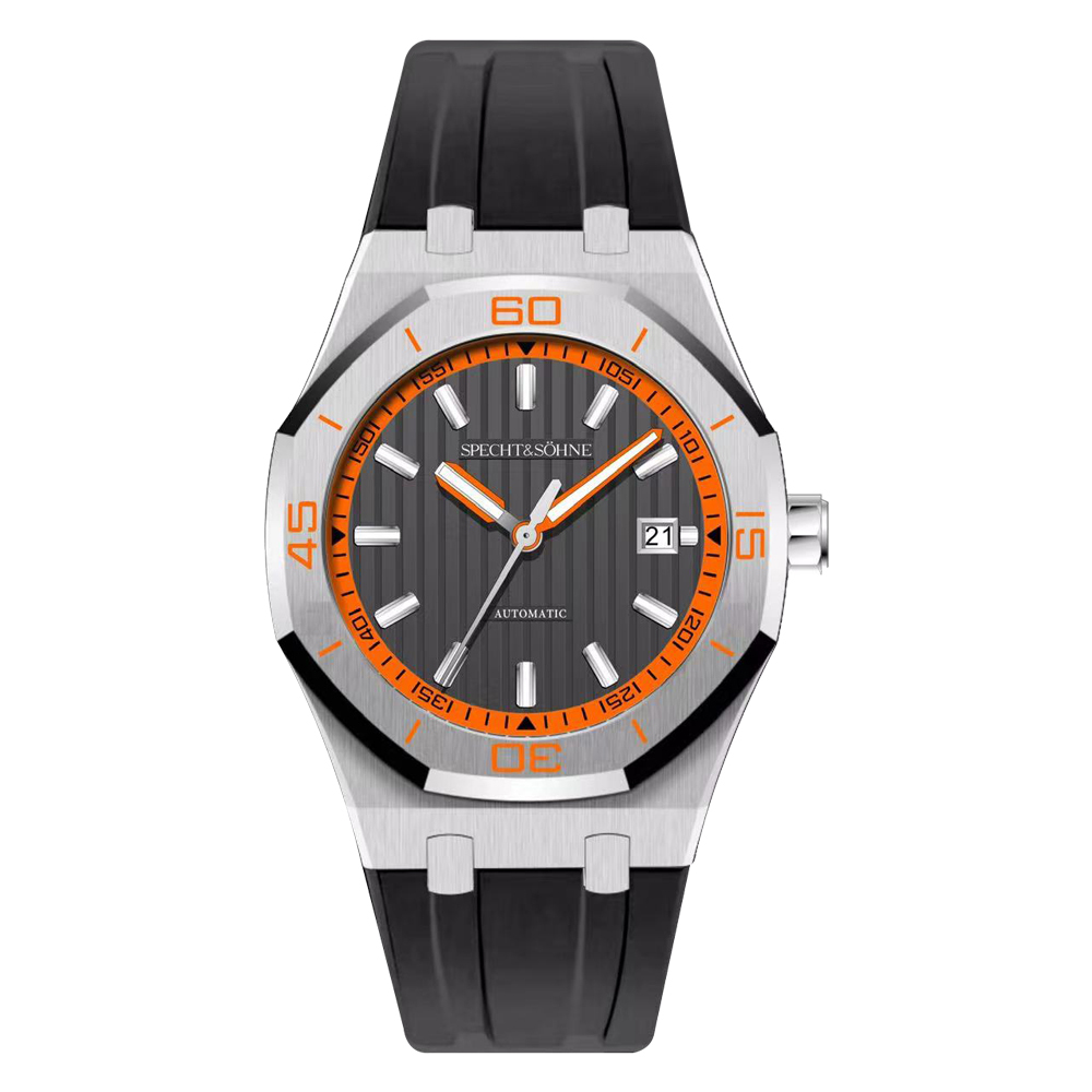 【SPECHT&SOHNE 施沛索恩】SP0018 日本星辰8215機芯 寶石軸承 矽膠錶帶 機械錶 手錶 316L不鏽鋼錶殼-.