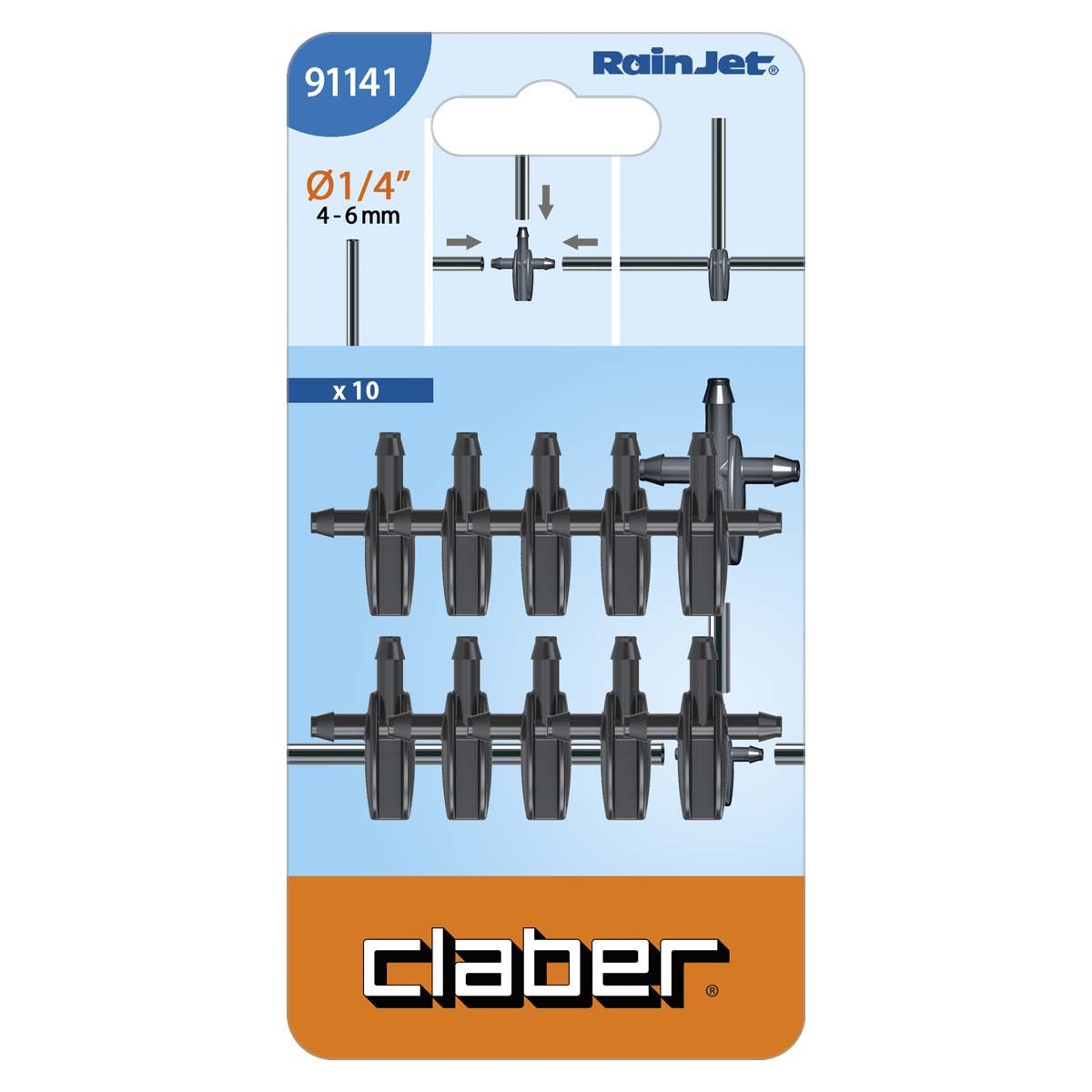 意大利"CLABER" 1/4" T接頭(10件裝)-[91141]