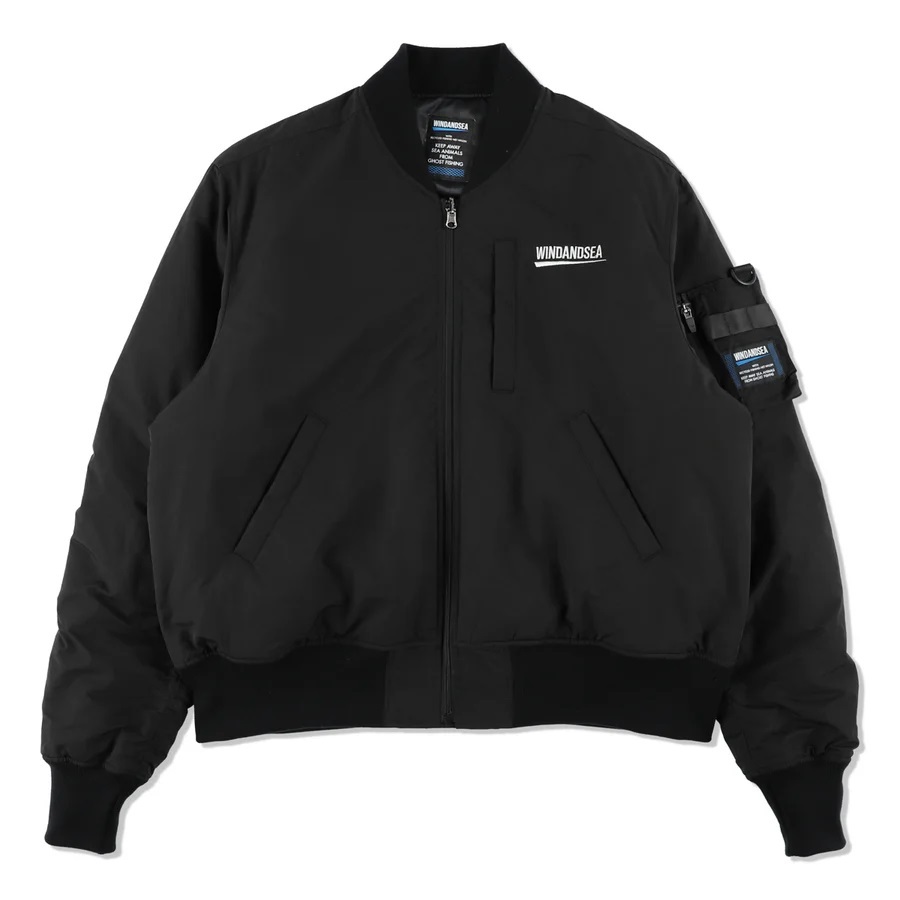 WIND AND SEA FISHNET RECYCLED NYLON MA-1 JACKET / BLACK - PRE ORDER ITEM (預訂中)